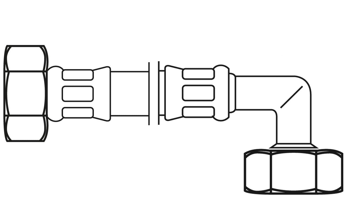 Flexo Anschlussschlauch – DN8, 3/4" IG × 3/4" IG, 150 cm, gebogen, Silbergrau