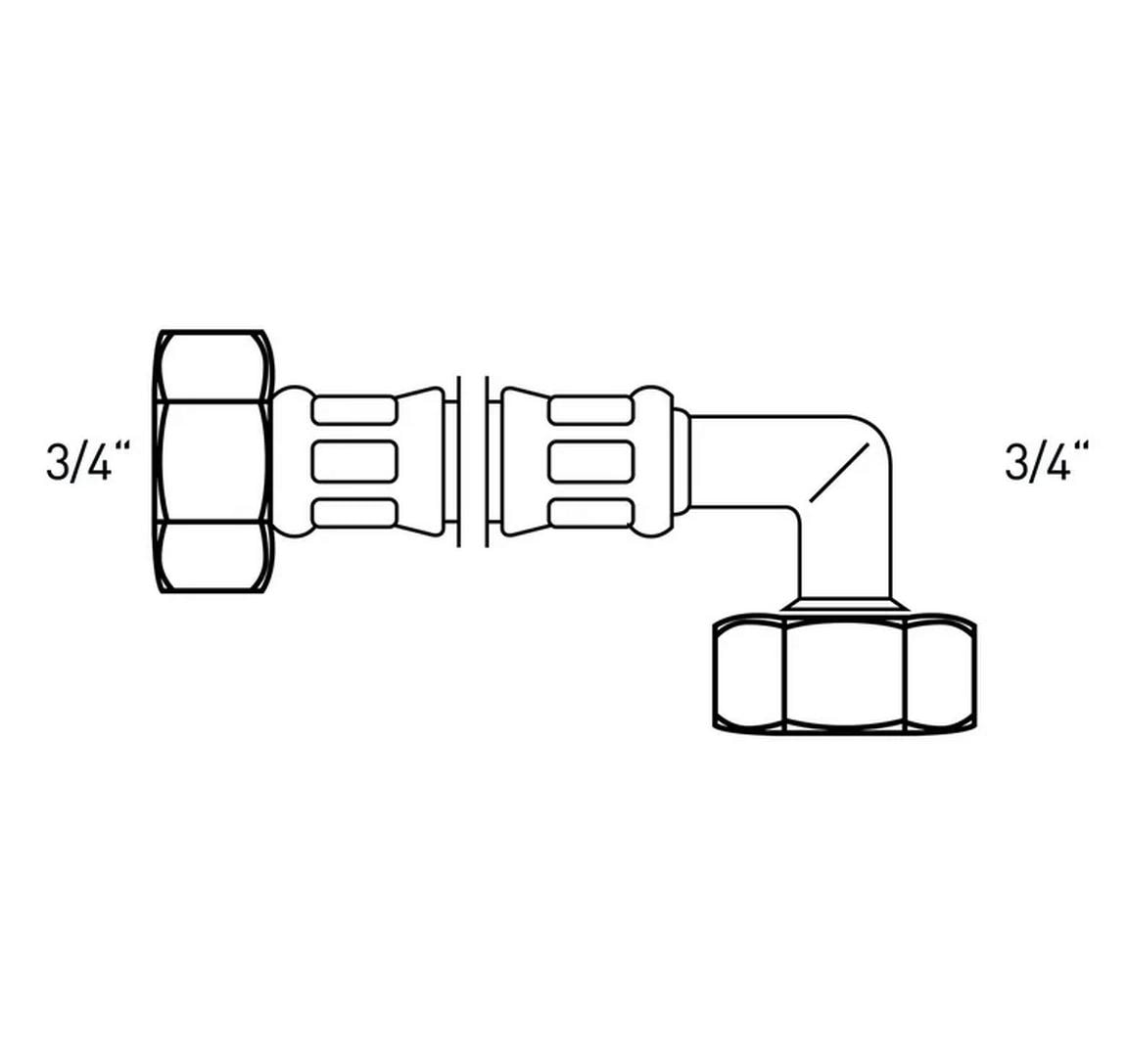 Flexo Anschlussschlauch – 3/4" IG x 3/4" IG, 150 cm, Silbergrau
