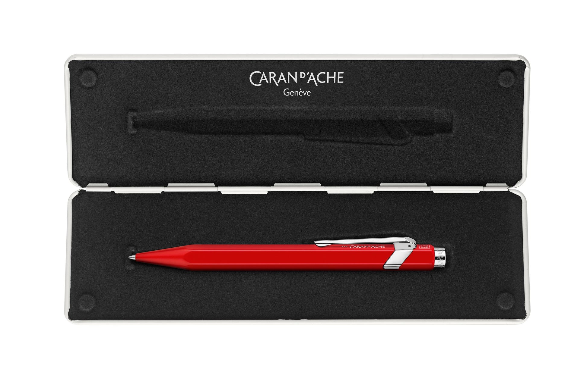Caran d-Ache Caran d’Ache 849 – Tintenroller, 0,7 mm, schwarz, Druckmechanik, Aluminium, rot