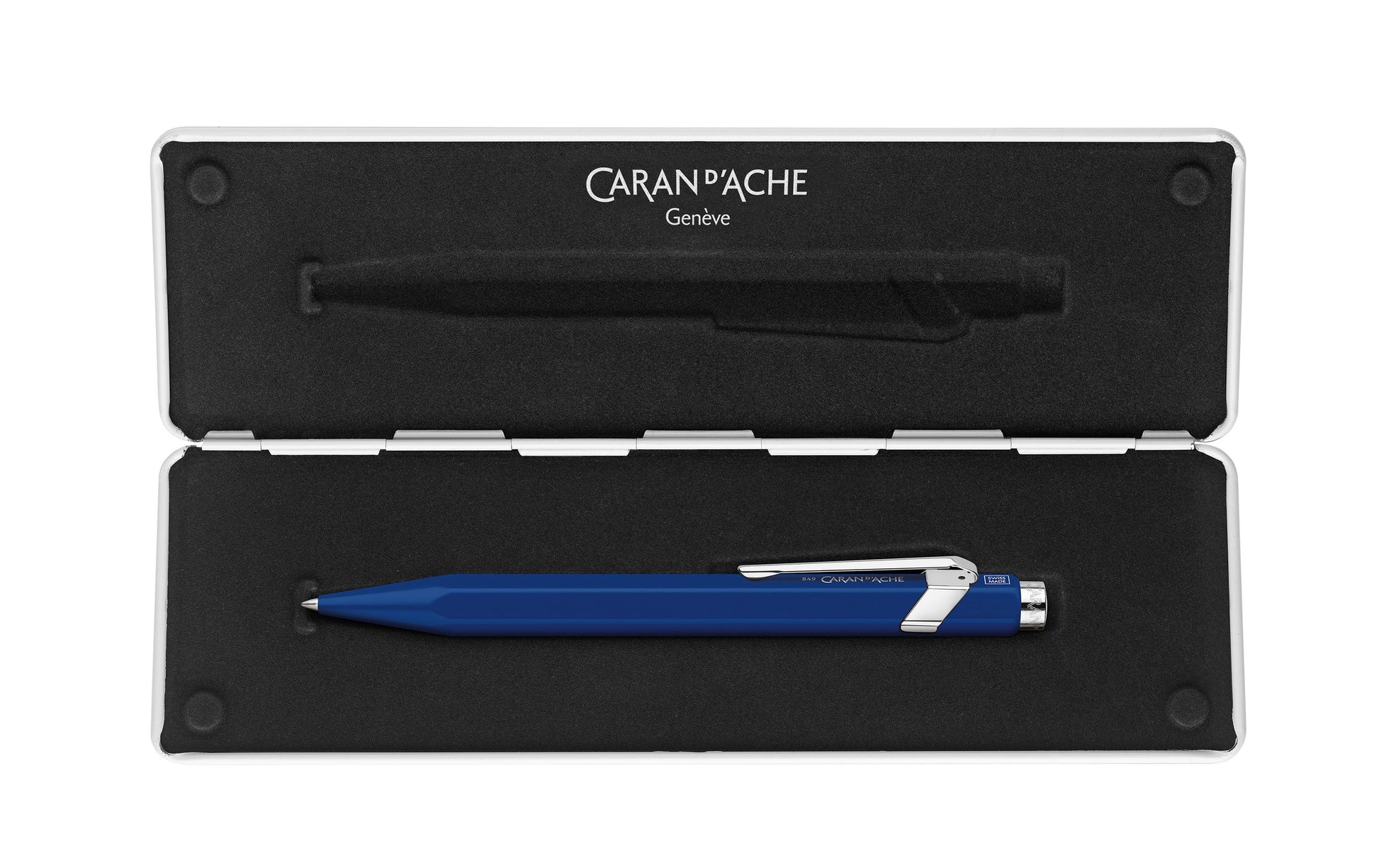 Caran d-Ache Caran d’Ache 849 – Tintenroller, 0,7 mm, Schwarz, Druckmechanik, Aluminium, Blau