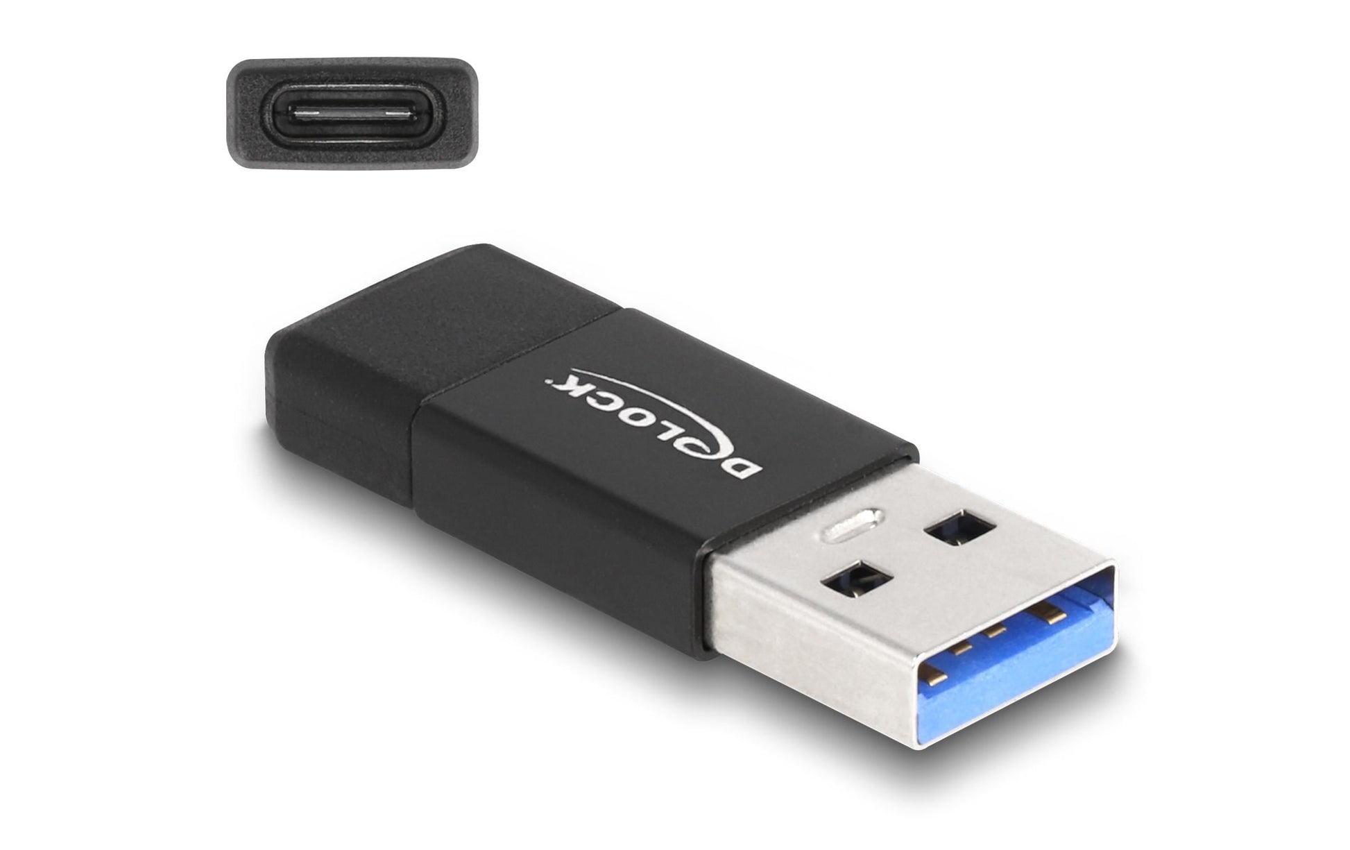 DeLOCK Adapter USB-A zu USB-C – USB 3.2 Gen 2 (10 Gbit/s) – für USB-C Geräte – Schwarz