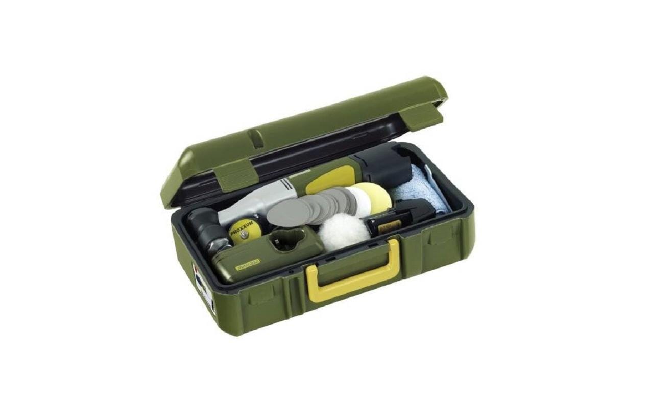 Proxxon Akku-Winkelpolierer WP/A – 50 W – Ø 50 mm – mit Akku & Ladegerät, Koffer