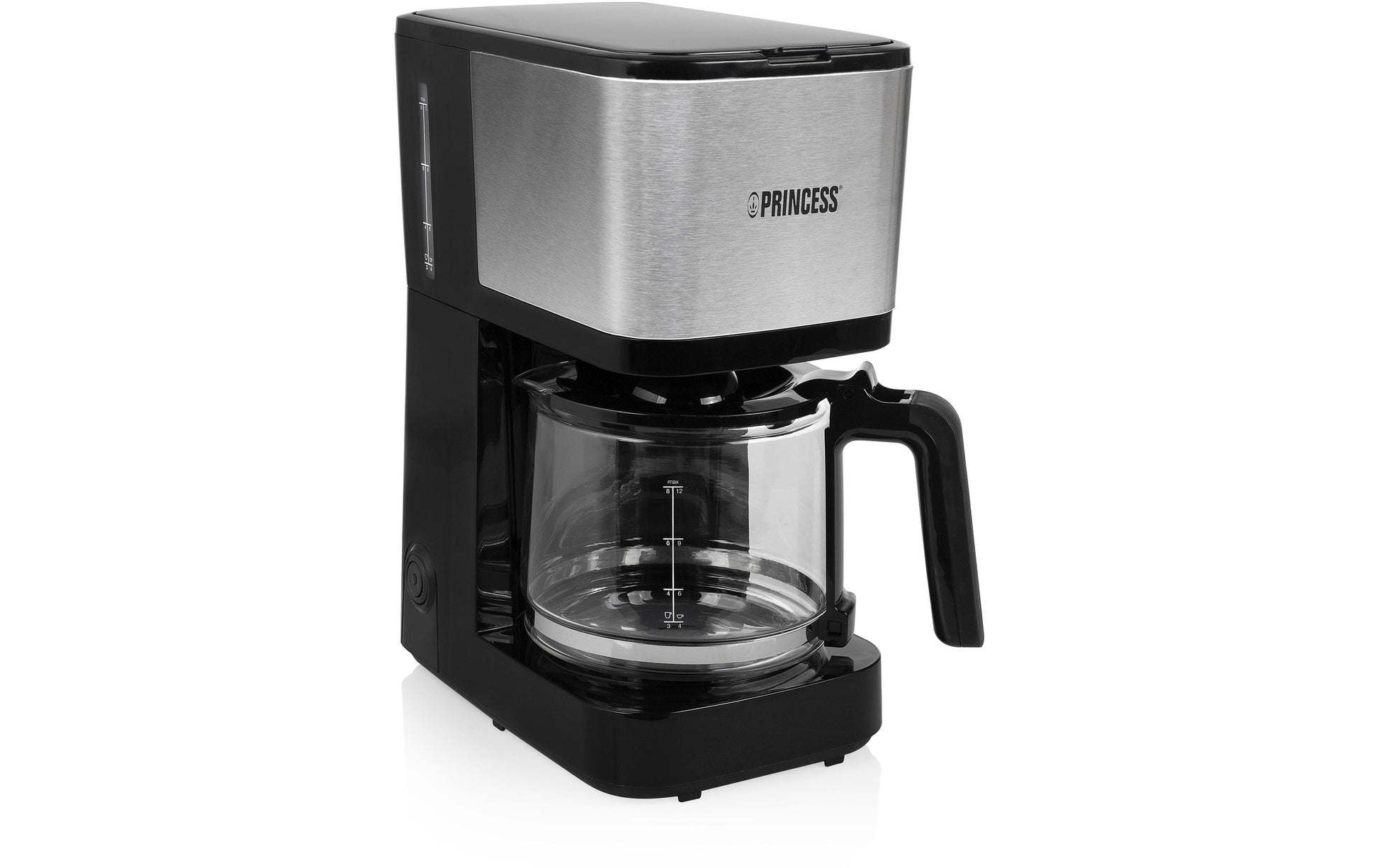 Princess Filterkaffeemaschine – 12 Tassen, 1,3 l, Permanentfilter, Schwarz/Edelstahl