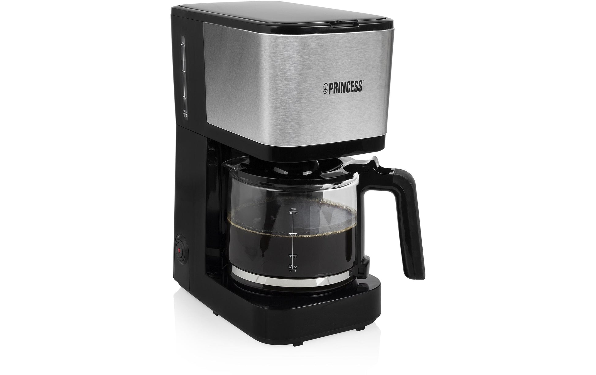 Princess Filterkaffeemaschine – 12 Tassen, 1,3 l, Permanentfilter, Schwarz/Edelstahl