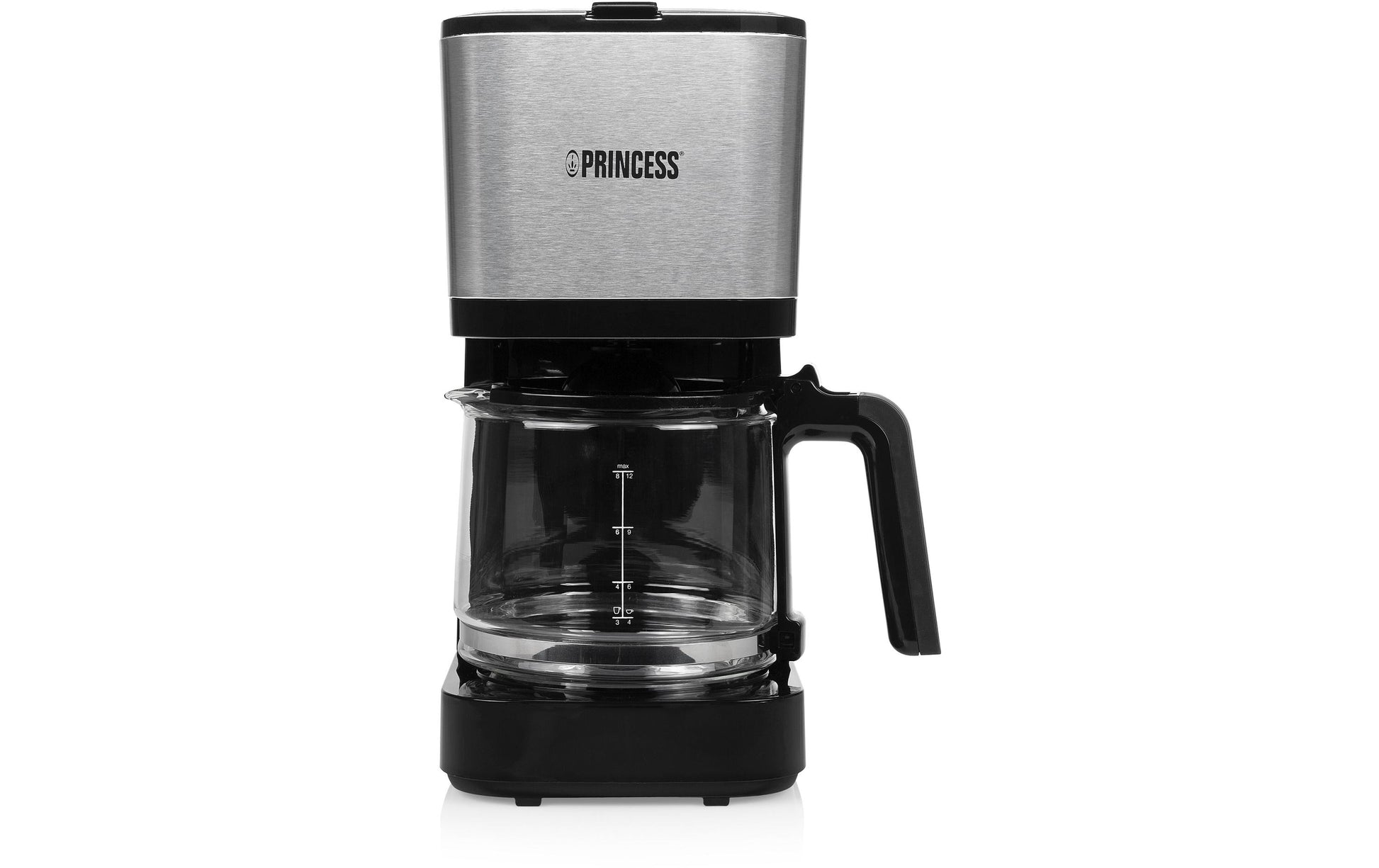 Princess Filterkaffeemaschine – 12 Tassen, 1,3 l, Permanentfilter, Schwarz/Edelstahl