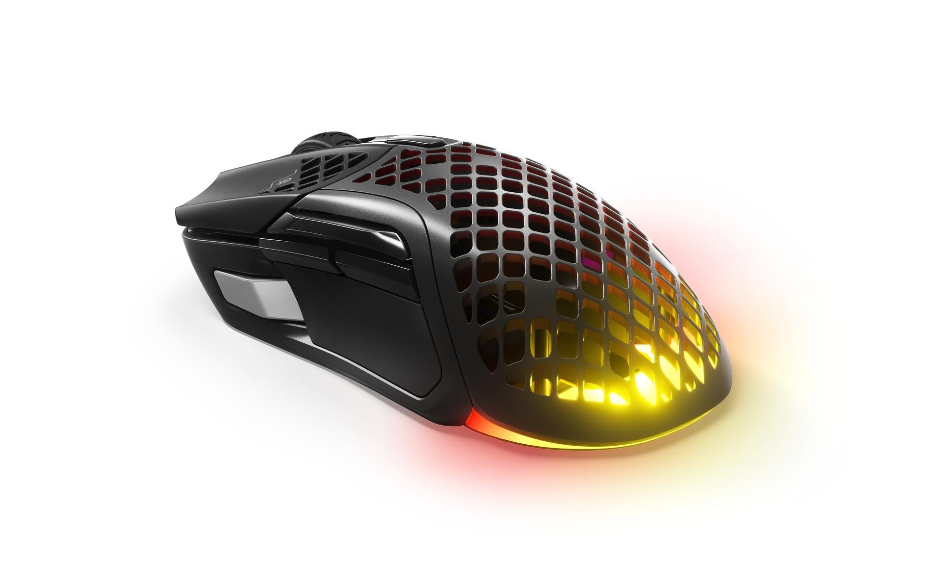 Steelseries Aerox 5 Gaming-Maus – kabellos, 1000 Hz, 9 Tasten, für Rechtshänder, RGB-Beleuchtung, schwarz