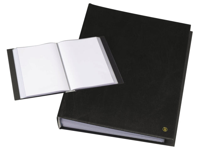 Rillstab Sichtbuch – 60 Sichttaschen, A4, austauschbar, genarbt, antireflex, schwarz, Kunstleder