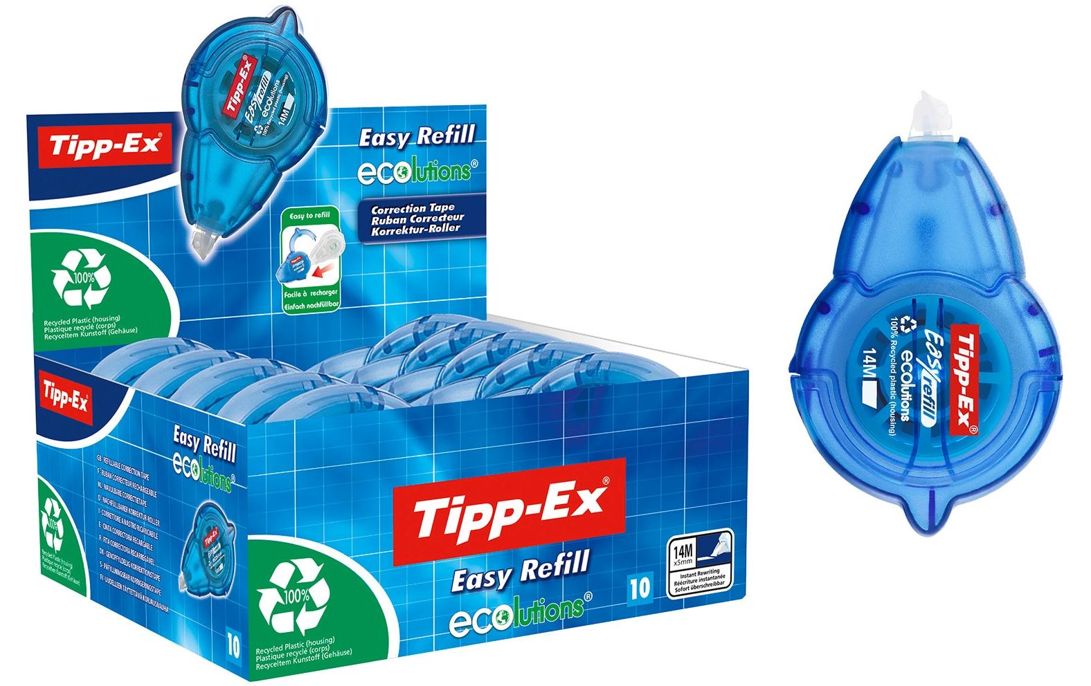 BIC Tipp-Ex Easy Refill Eco Korrekturroller 5 mm × 14 m – Nachfüllbar – 10er Pack