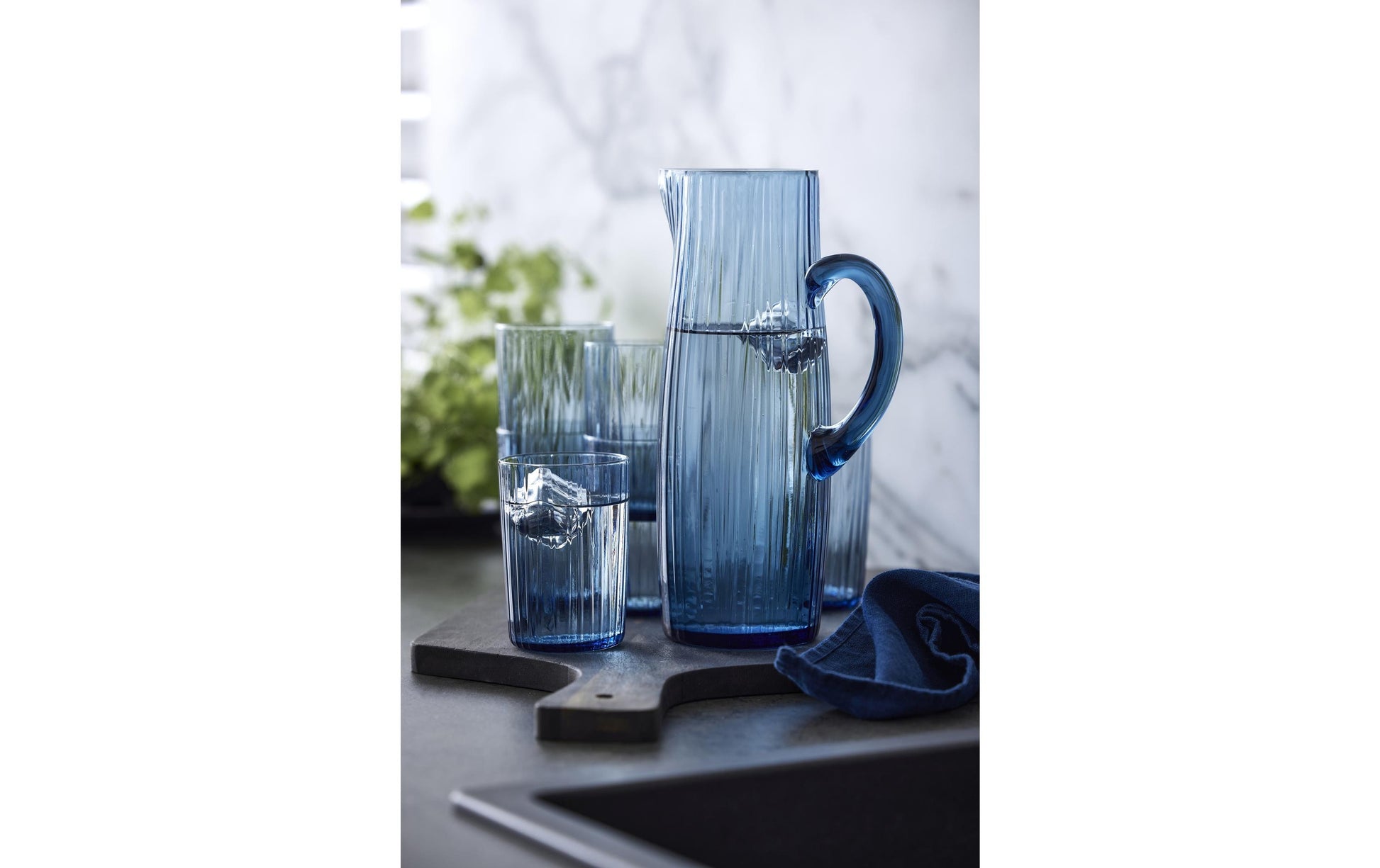 BITZ Trinkgläser – 4er Set, 280 ml, Ø 7 cm, Kristallglas, Dunkelblau, spülmaschinenfest