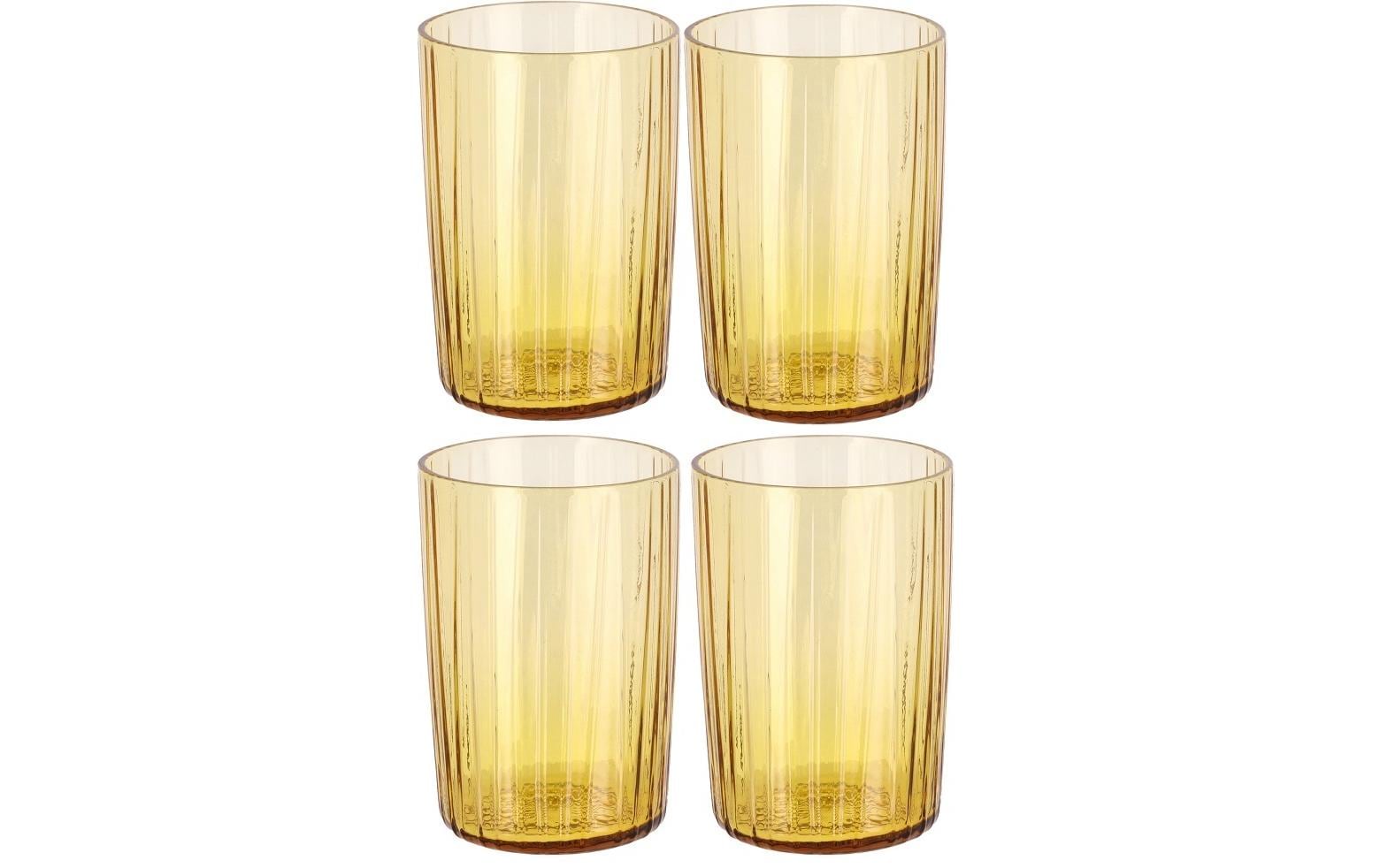 BITZ Kusintha Trinkglas – 4er Set, 280 ml, Ø 7,0 cm, Kristallglas, Bernstein, spülmaschinenfest