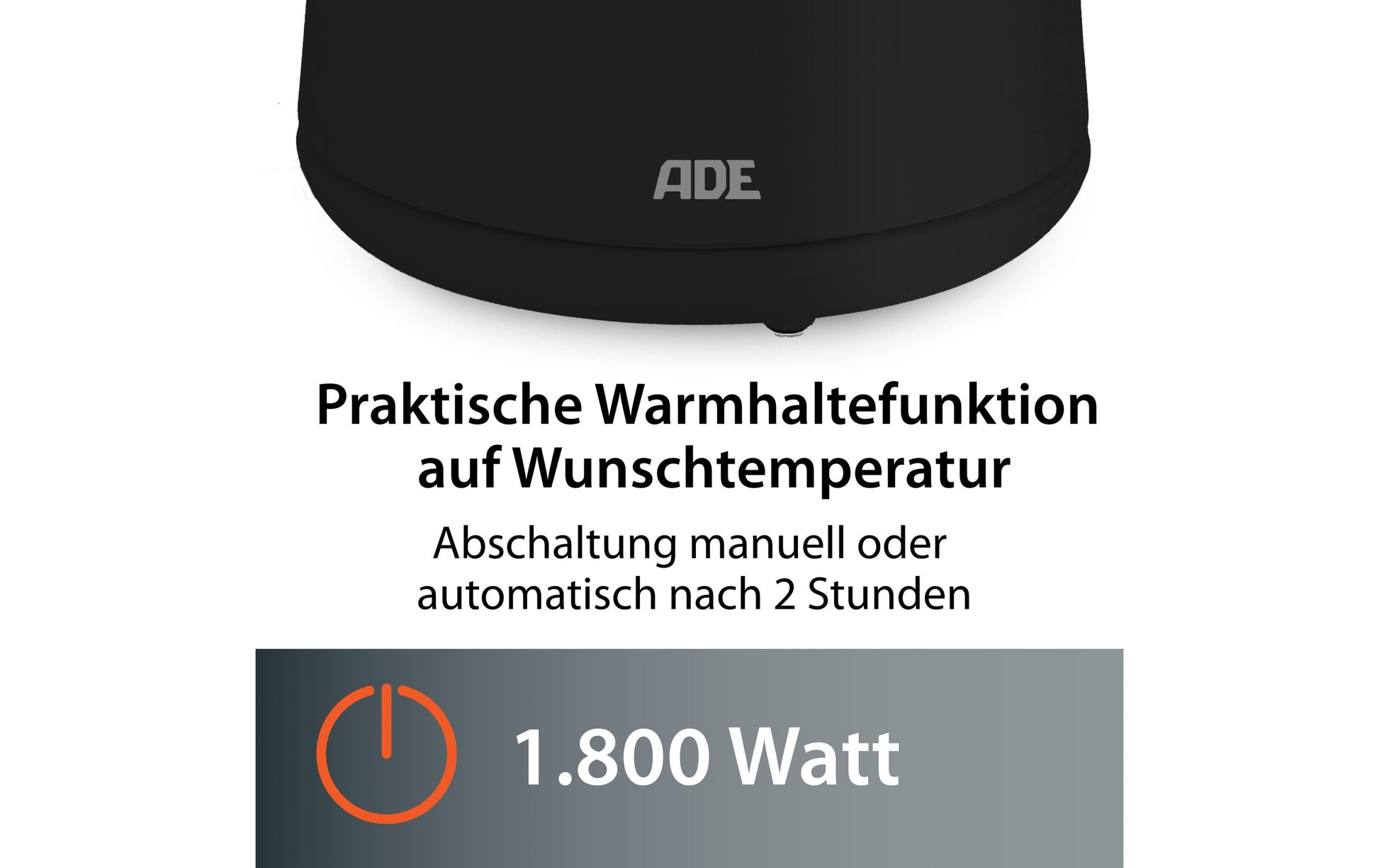 ADE Wasserkocher – 1,5 l, mit Temperaturwahl, Warmhaltefunktion, Kunststoff/Edelstahl