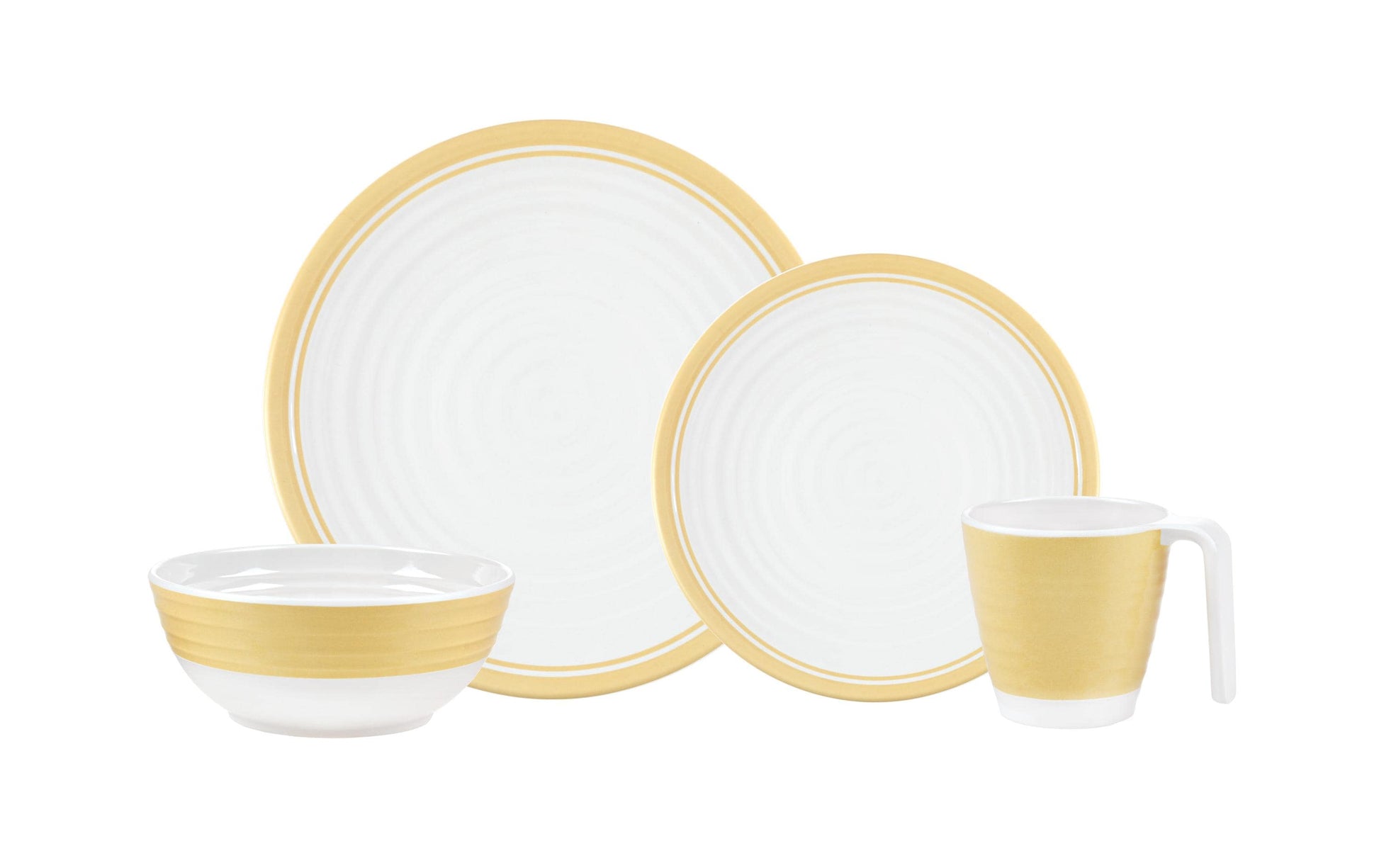 KOOR Geschirrset – 16-teiliges Set, Ø 26,5 cm (Speiseteller), Melamin, spülmaschinenfest
