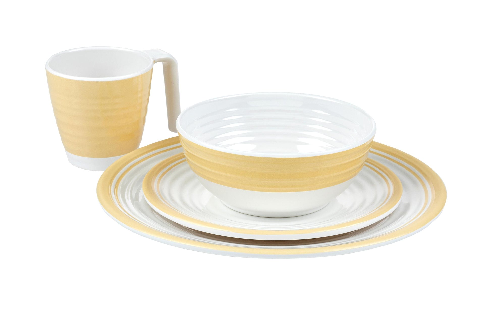 KOOR Geschirrset – 16-teiliges Set, Ø 26,5 cm (Speiseteller), Melamin, spülmaschinenfest