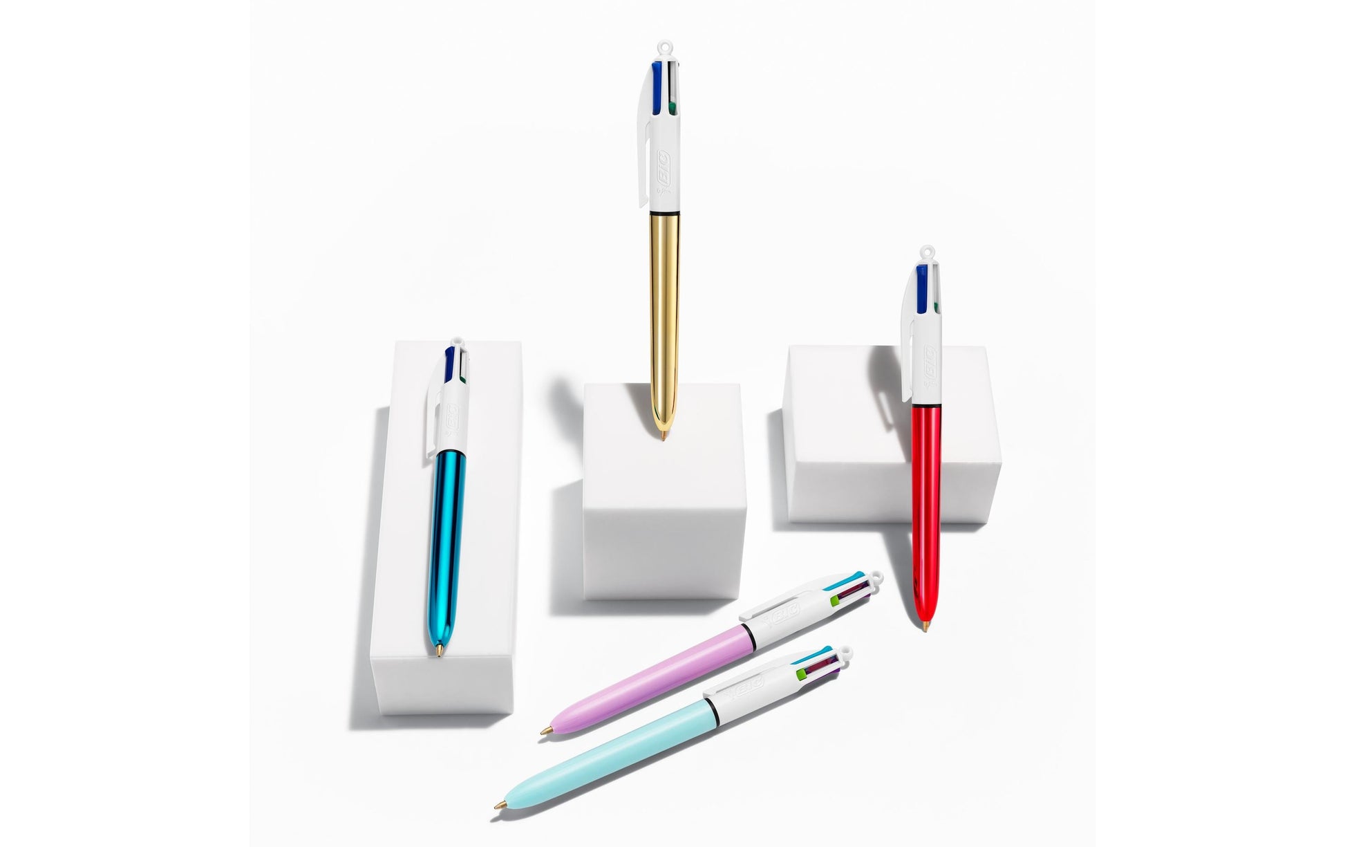 BIC 4 My Colours Multifunktions-Kugelschreiber – 4 Farben, Spitze 0,32 mm, Druck, nachfüllbar, 5er Pack