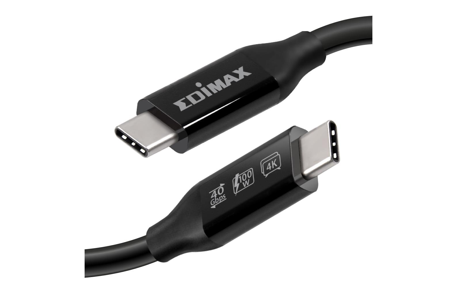 Edimax Thunderbolt 3 (USB-C) Kabel – 40 Gbit/s – 1 m – PD 240 W – TPE – Schwarz