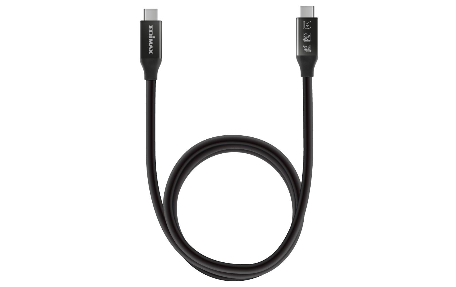 Edimax Thunderbolt 3 (USB-C) Kabel – 40 Gbit/s – 3 m – PD 240 W – DP Alt Mode – TPE-Mantel – Schwarz