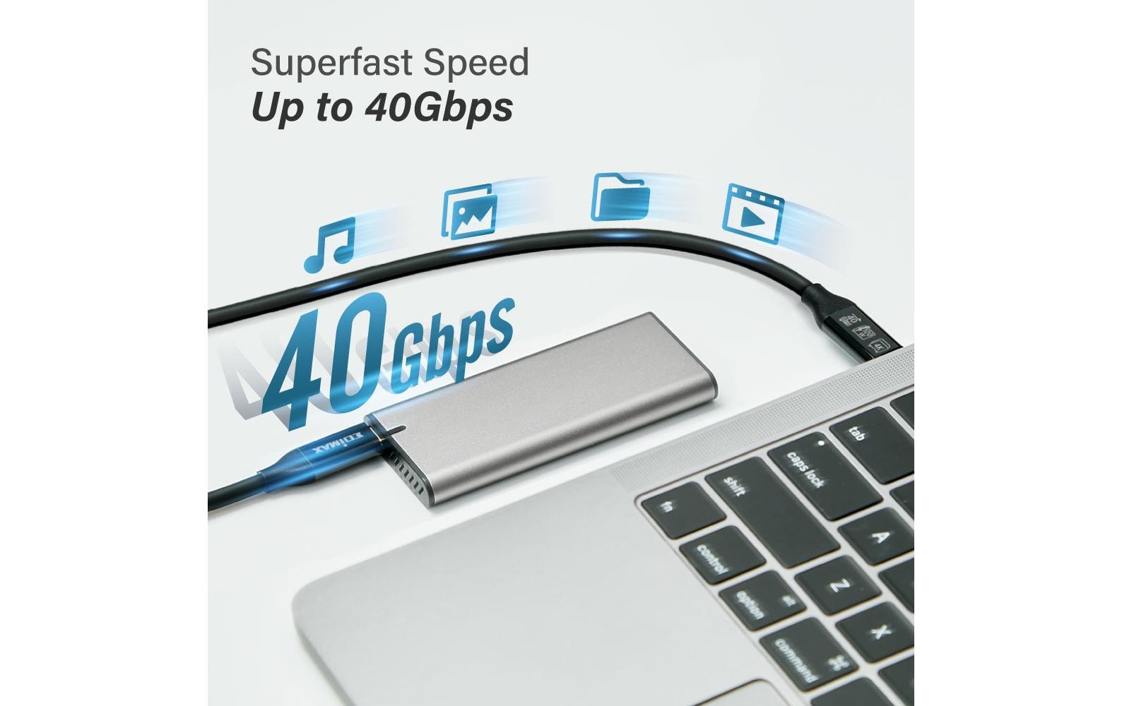 Edimax Thunderbolt 3 (USB-C) Kabel – 40 Gbit/s – 0,5 m – PD 240 W – TPE-Mantel – Schwarz
