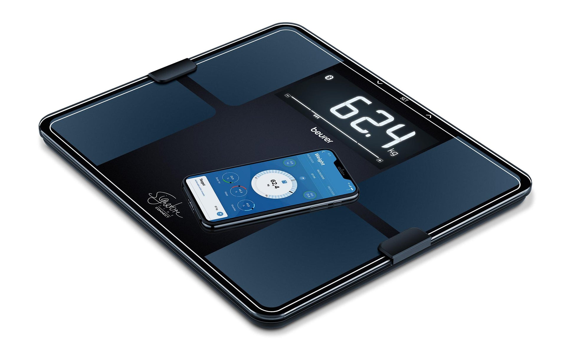 Beurer Analysewaage BF915 Signature Line – Bluetooth, App-kompatibel, Muskelmasse – 200 kg – Schwarz