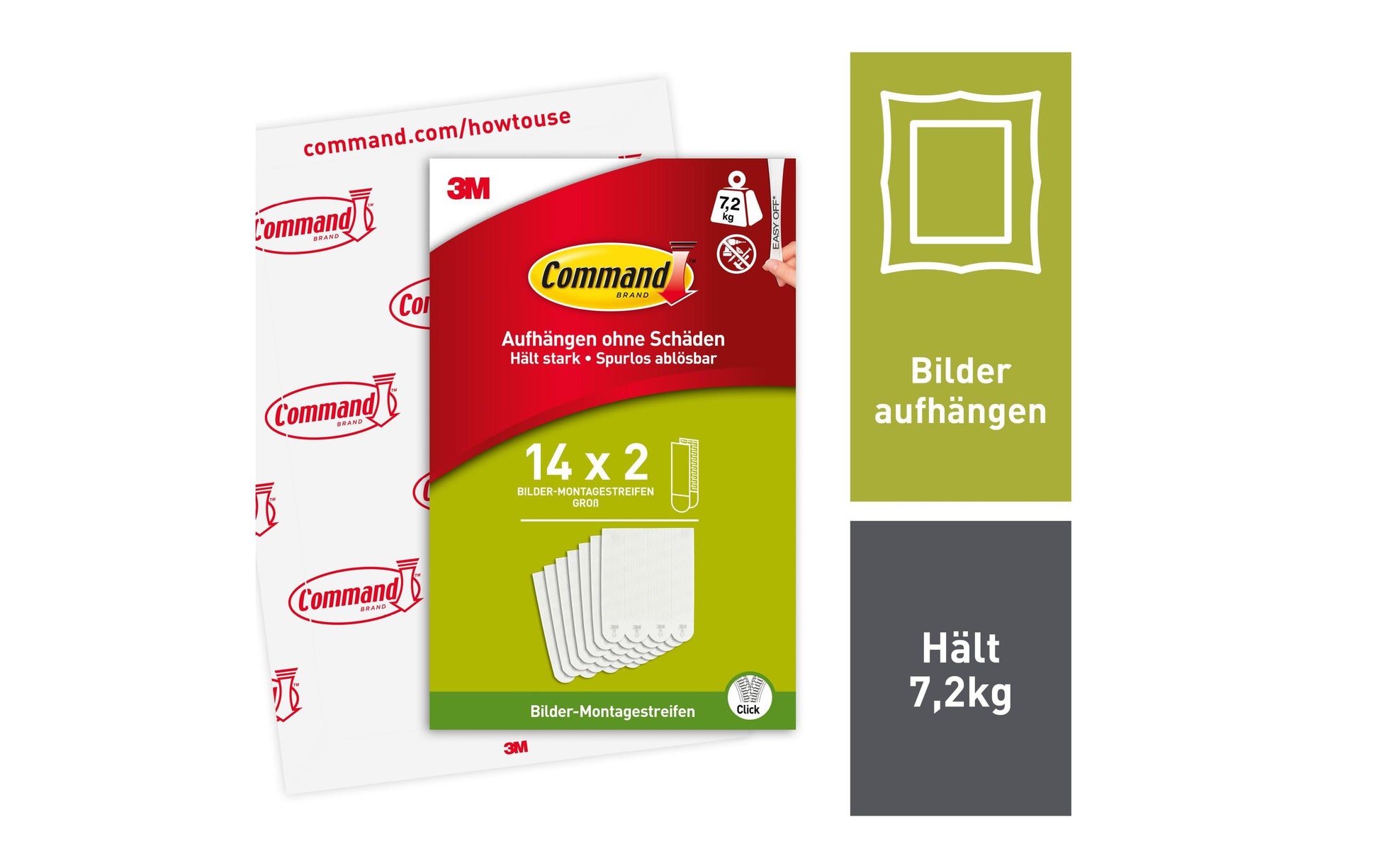 Command Montagepad – Weiss, bis 7,2 kg, für Fliesen