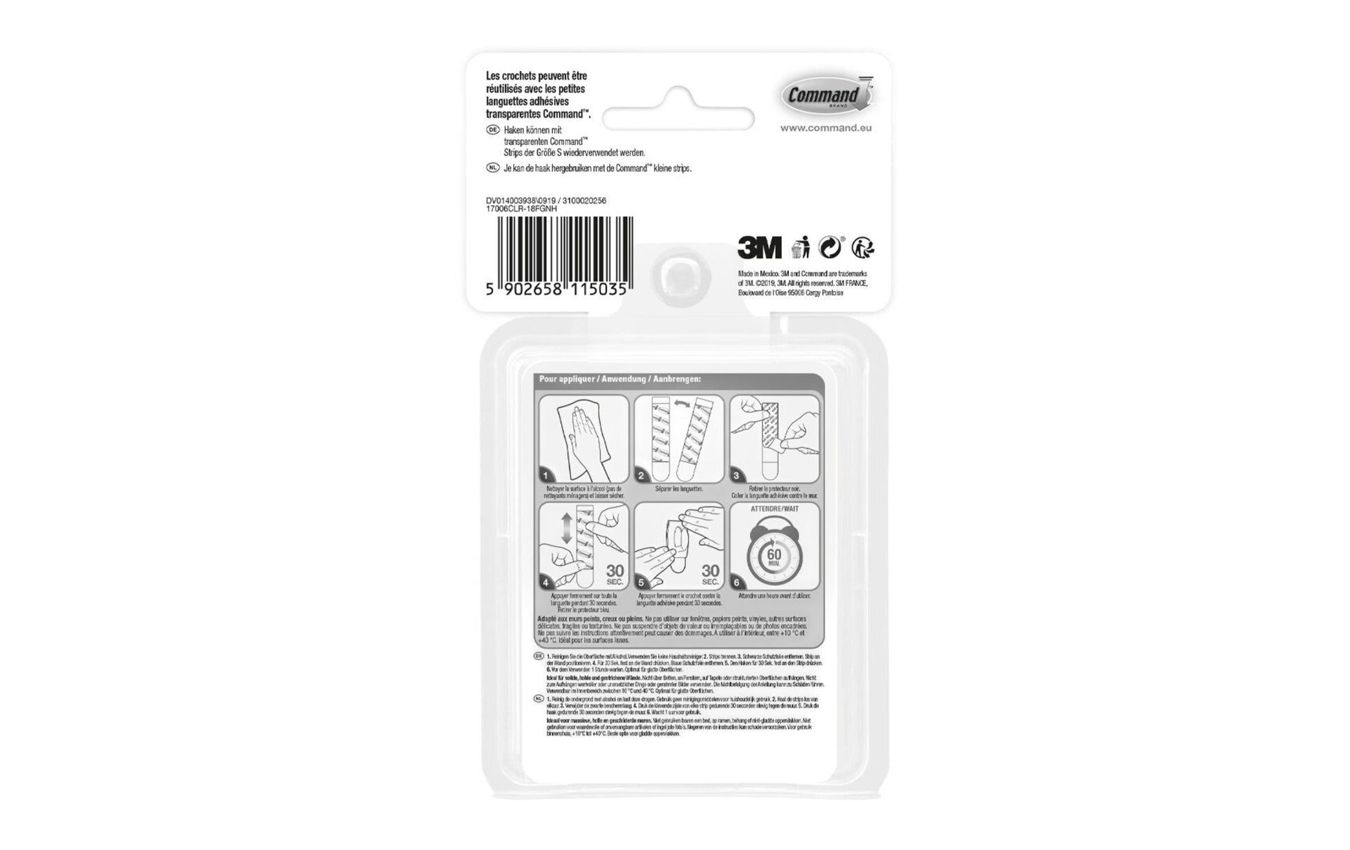 Command 3M Command Mini Haken – transparent – 0,225 kg