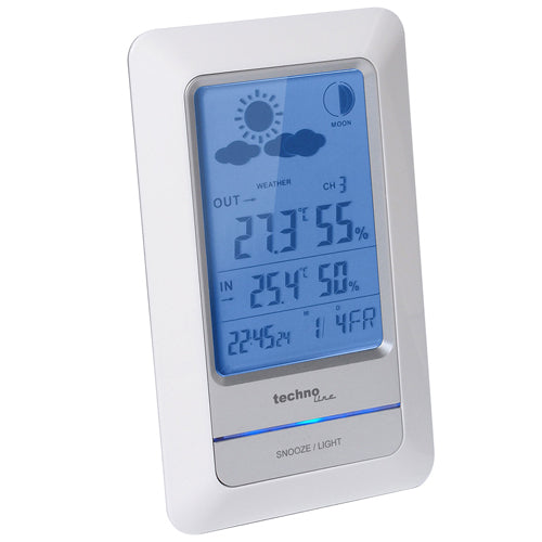 Technoline WS6740 – Wetterstation, innen/außen, Hygrometer, inkl. Aussensensor – Weiss