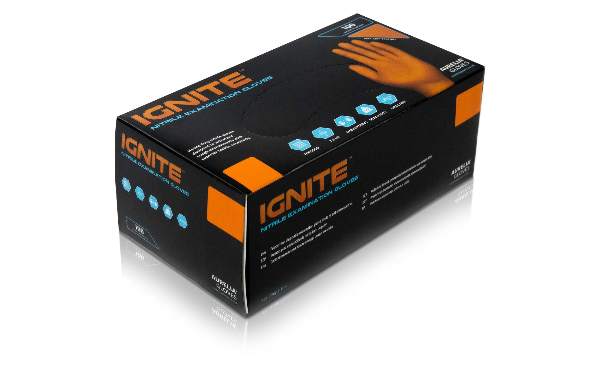 Ignite Einweghandschuhe Nitril, Max Grip – XXL – Orange