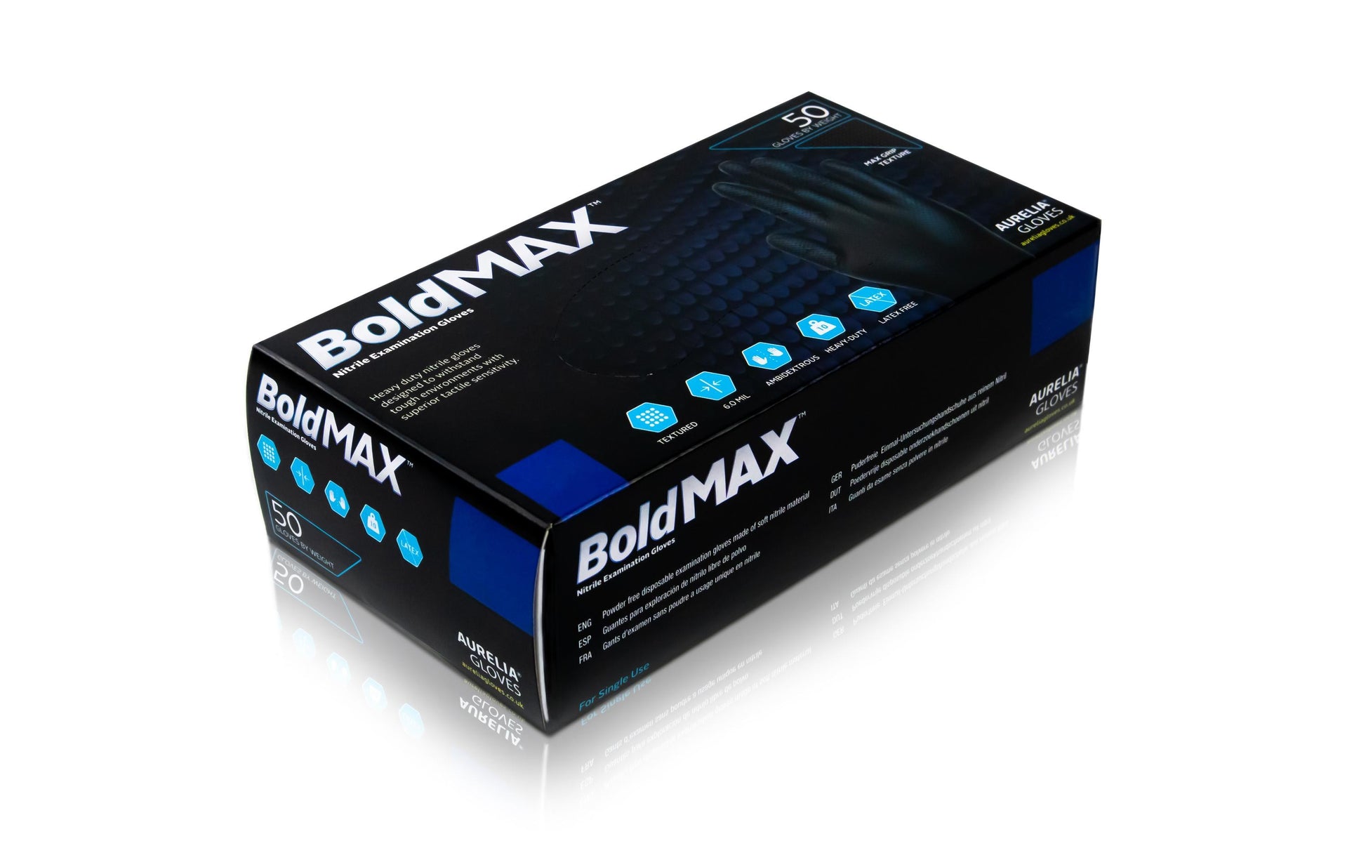 Boldmax Einweghandschuhe Nitril, Max Grip – L – Schwarz
