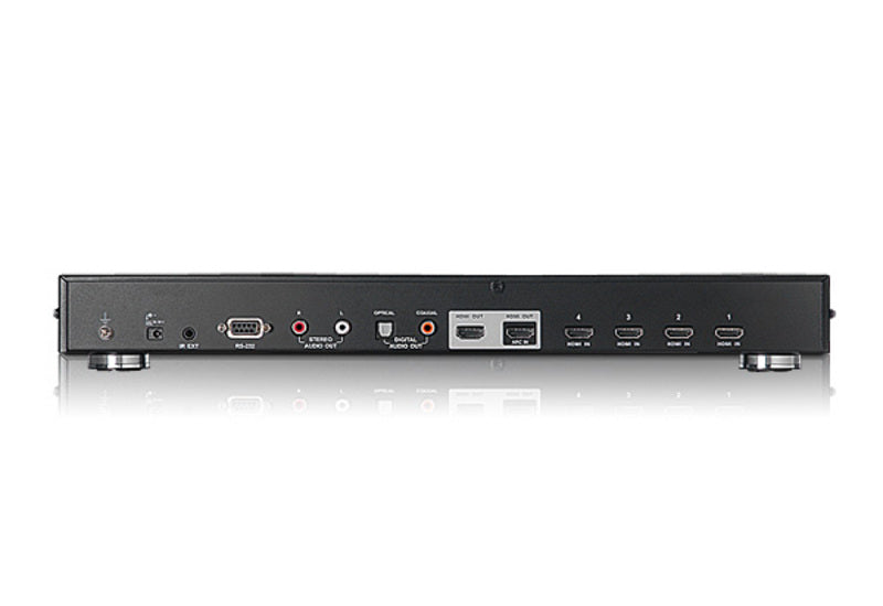 ATEN 4Port Dual View – HDMI-Switch – 4× HDMI-Eingänge, 2× HDMI-Ausgänge, RS-232 – Schwarz, Metall