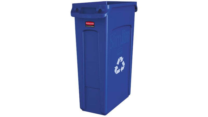 Rubbermaid Recyclingbox FG354007BLUE – 87 l – Kunststoff, rechteckig – Blau – Anti-Rutsch-Basis, Griffe