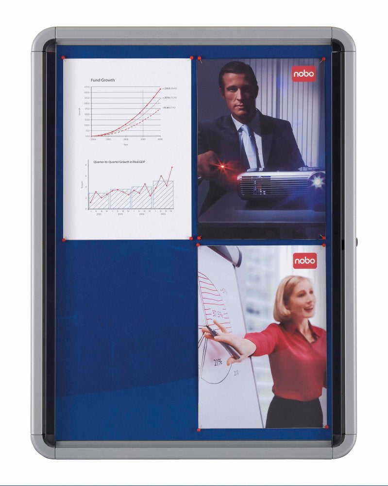 Nobo Schaukasten, 9 × A4 – Aluminium, ESG-Glas, Innenbereich, 53,2 × 69,2 cm