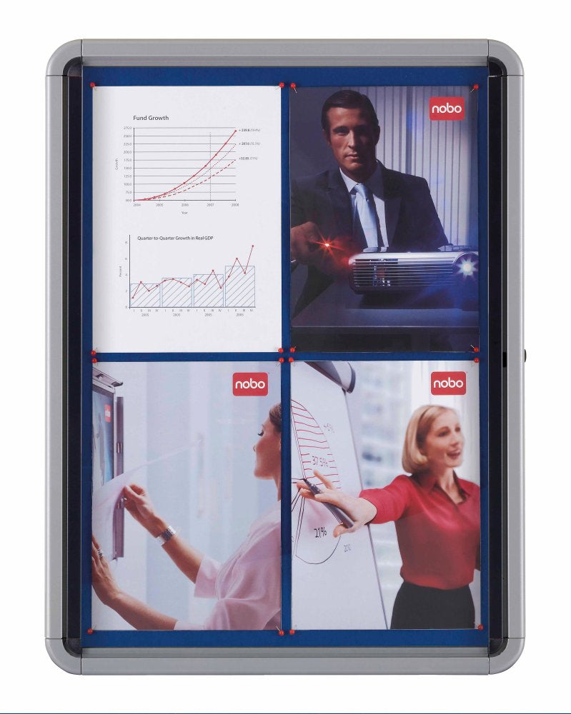 Nobo Schaukasten, 9 × A4 – Aluminium, ESG-Glas, Innenbereich, 53,2 × 69,2 cm