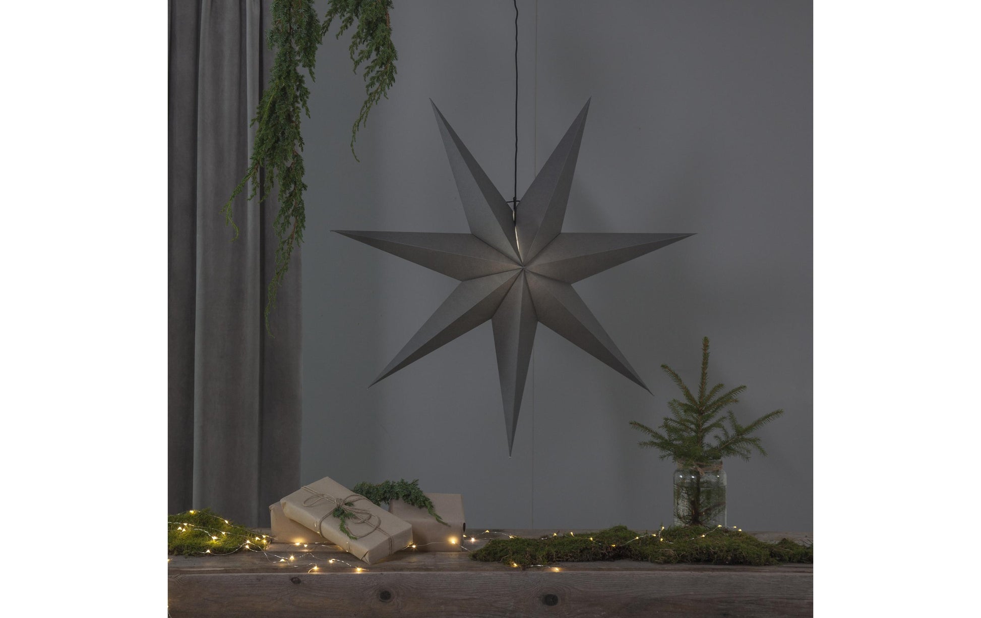 Star Trading Stern – 100 × 100 × 21 cm – Papier, grau