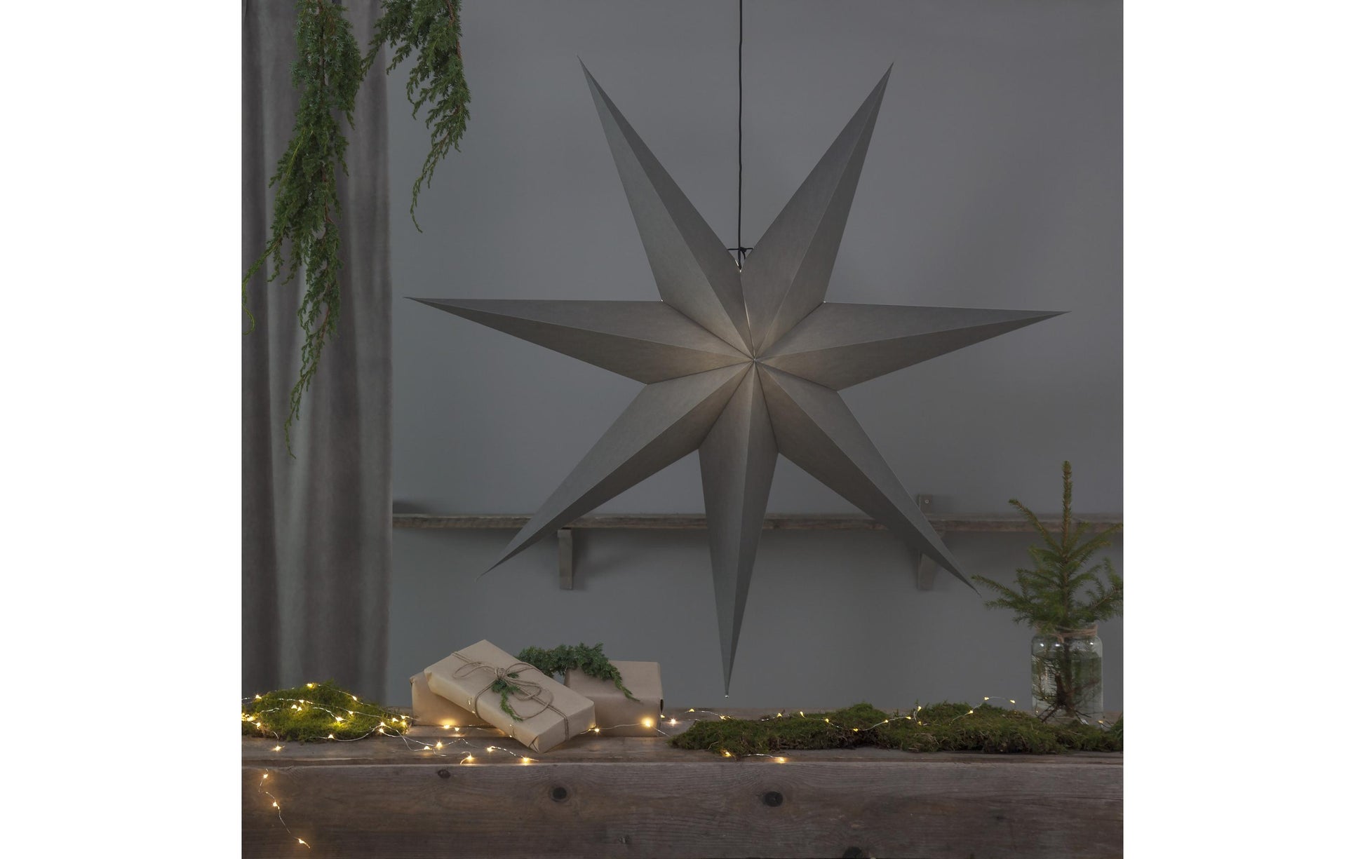 Star Trading Leichte Dekorationsfigur – 140 × 140 × 25 cm – Papier, Grau