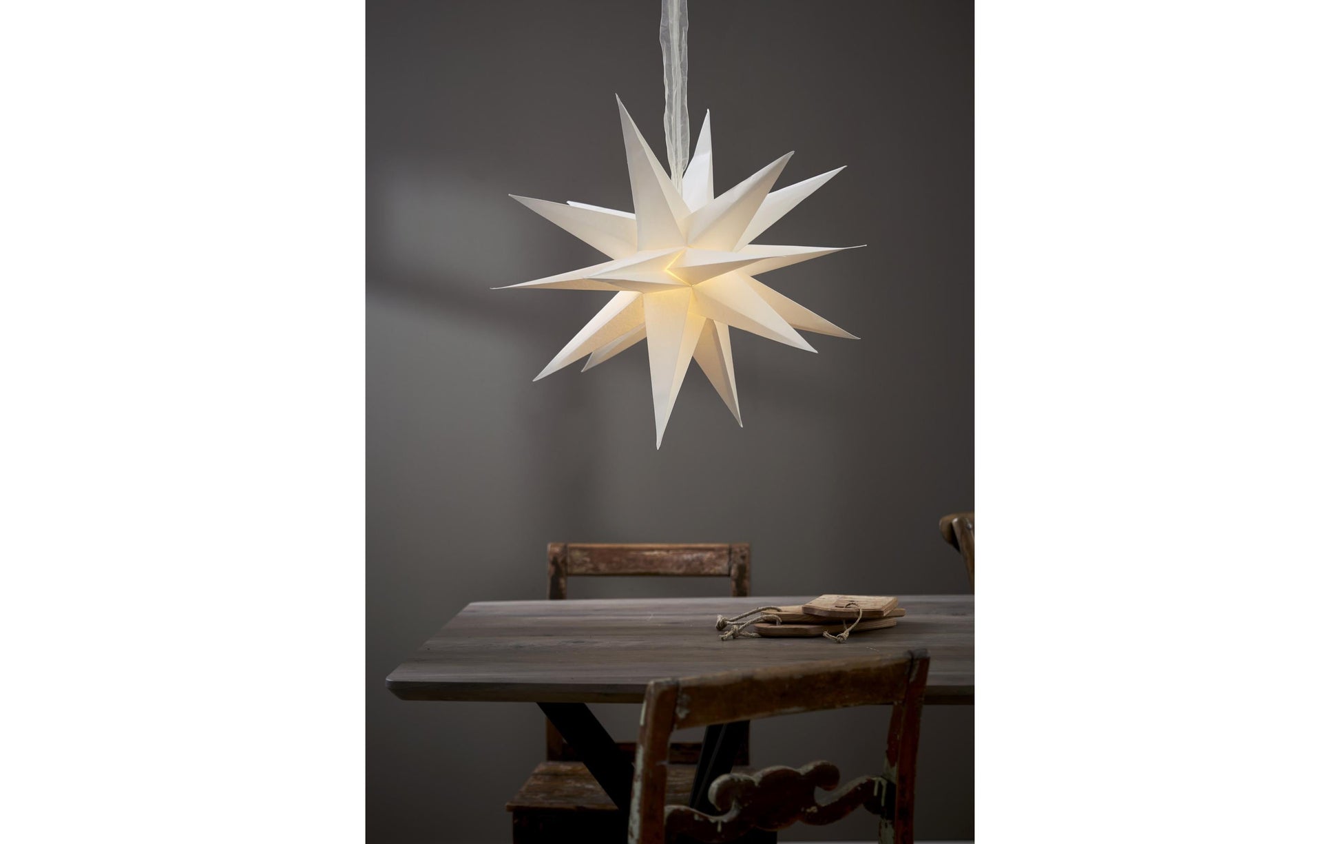 Star Trading Papierstern December – E14 Fassung, 45 cm Durchmesser, IP20 – Weiss