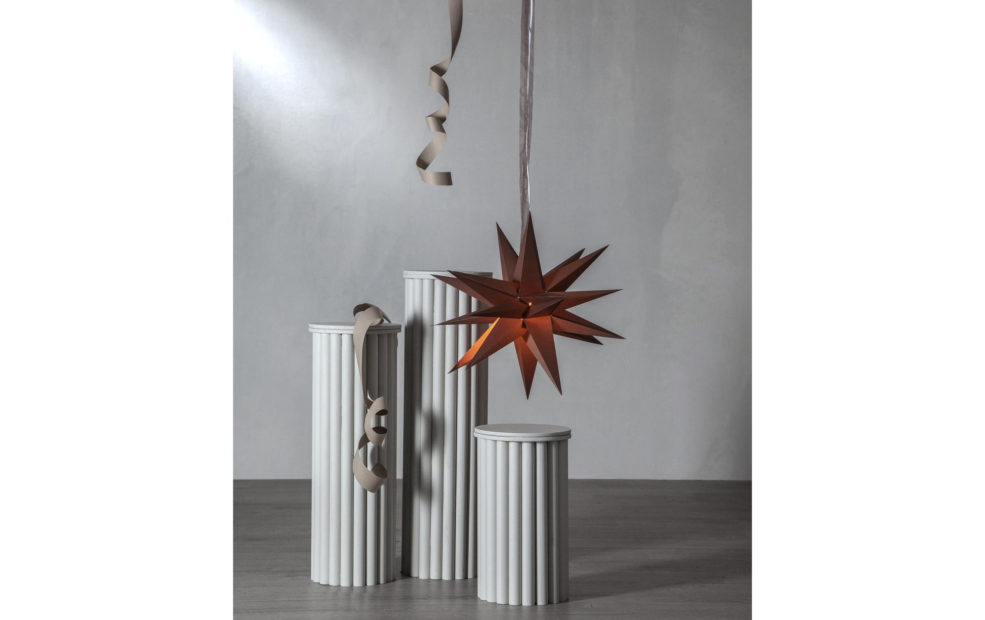 Star Trading Papierstern December – Ø 45 cm, E14 (max. 25 W), IP20, Kabel 5 m – Braun