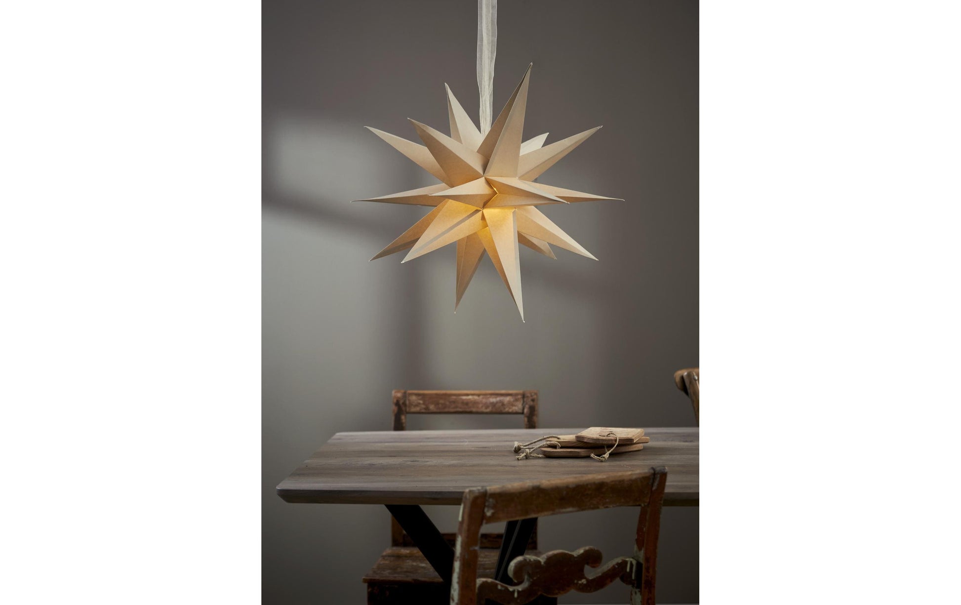 Star Trading Papierstern December – E14, Durchmesser 45 cm, IP20 – Beige