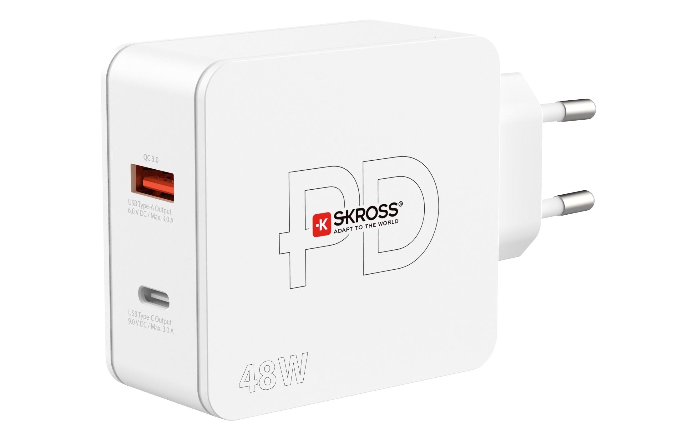 SKROSS Multipower 2 Pro+ Netzteil (EU) – 1× USB-C + 1× USB-A, PD
