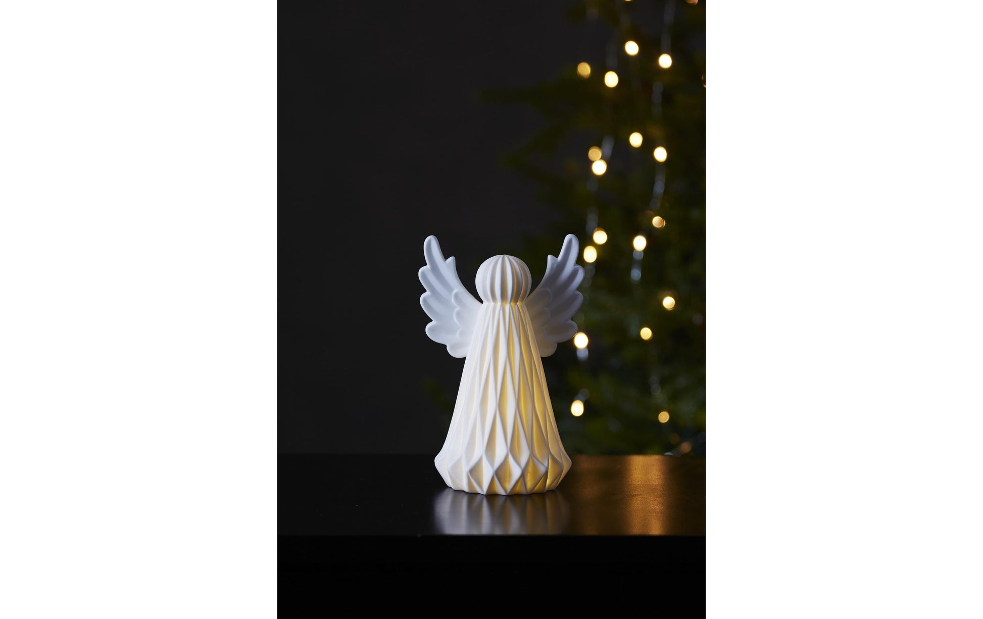 Star Trading Dekorationsfigur – 18 × 13 × 11 cm – weiss, mit LED, batteriebetrieben