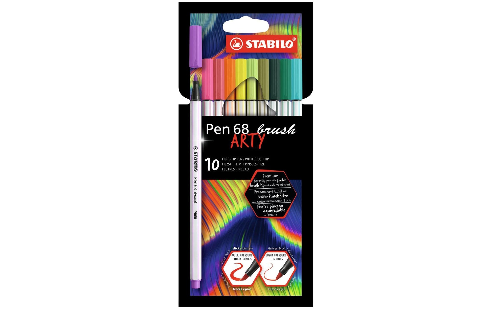 STABILO Filzstifte Pen 68 Brush Arty, auswaschbar, 10 Farben