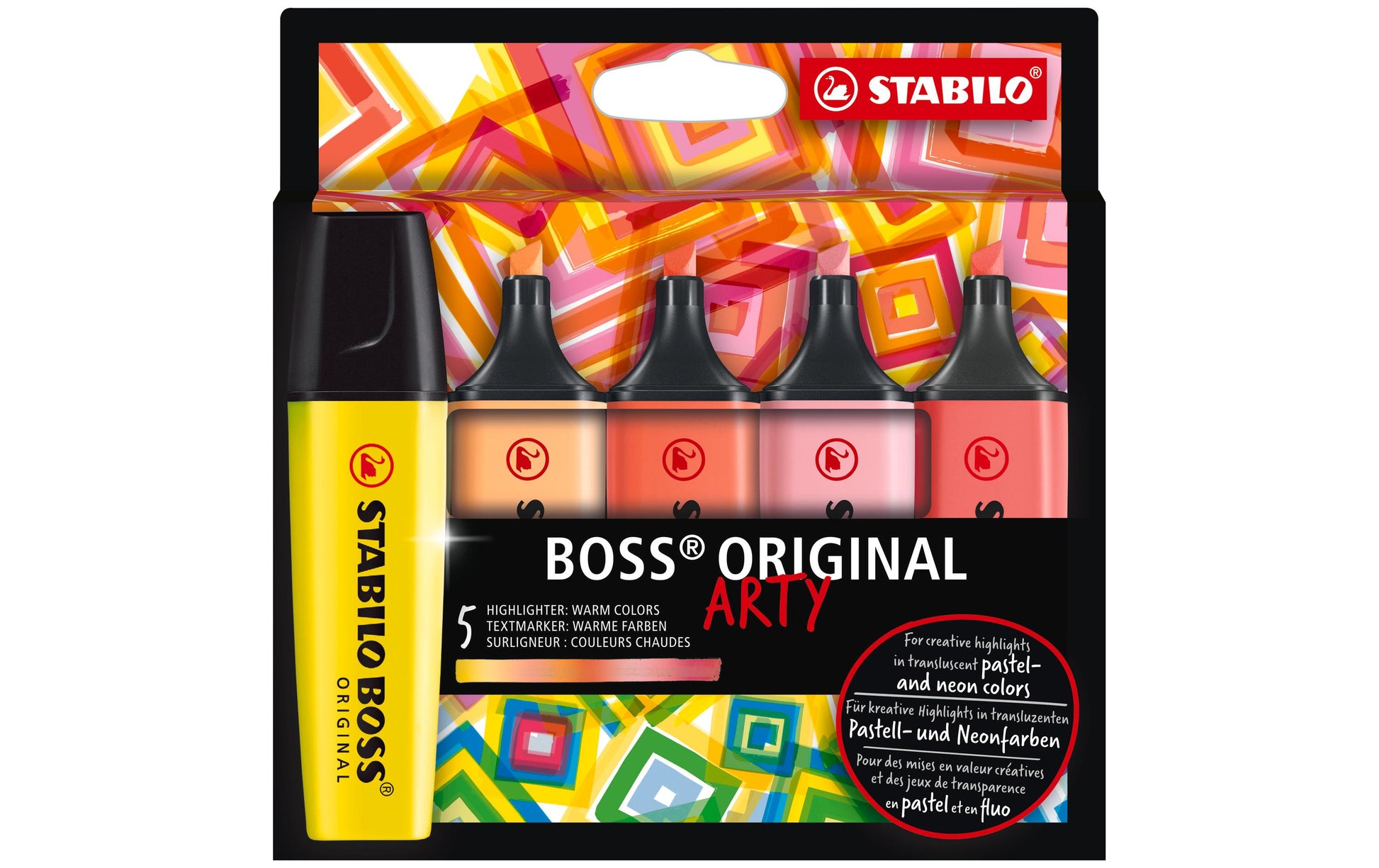 STABILO BOSS Original Arty Textmarker Set 5 Farben – Keilspitze, 2–5 mm, nachfüllbar