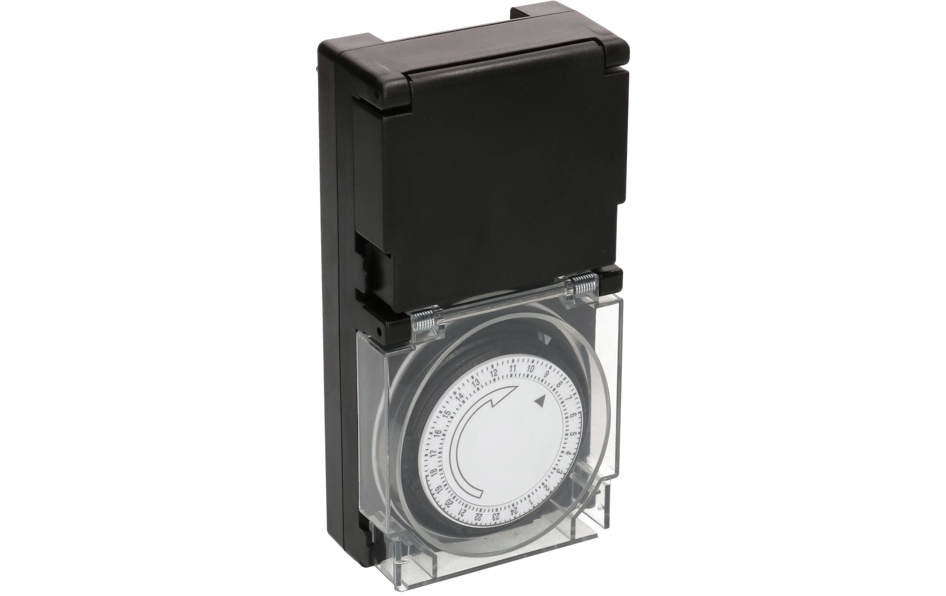 Max Hauri AG Max Hauri Zeitschaltuhr mechanisch (DIN-Schiene) – 24 h, IP55, Zwischenstecker – Schwarz