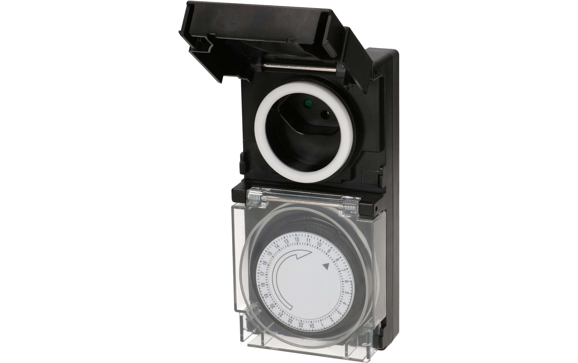 Max Hauri AG Max Hauri Zeitschaltuhr mechanisch (DIN-Schiene) – 24 h, IP55, Zwischenstecker – Schwarz