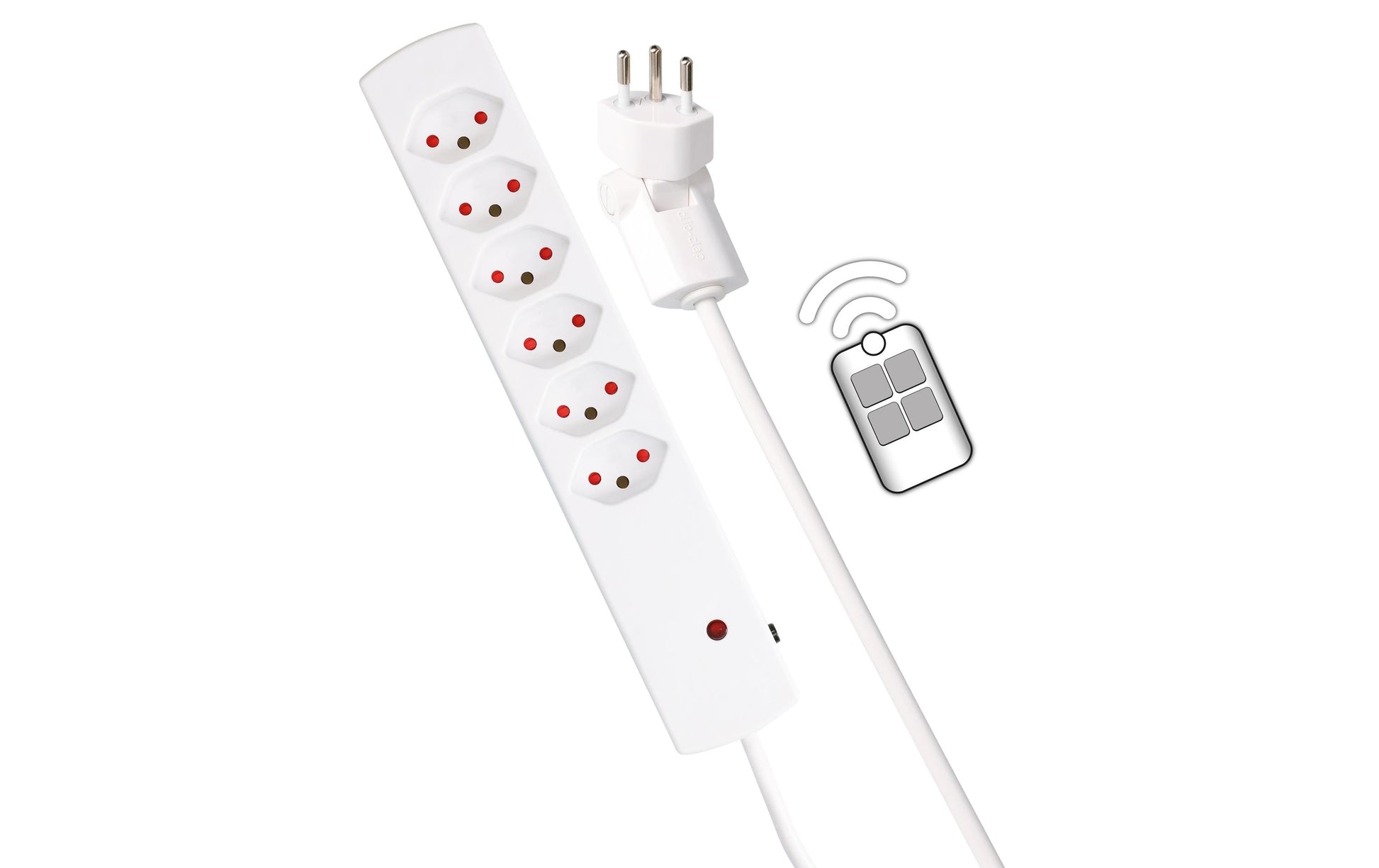 Max Hauri AG Max Hauri Steckdosenleiste – 6× T13, 2 m, mit Schalter, Weiss