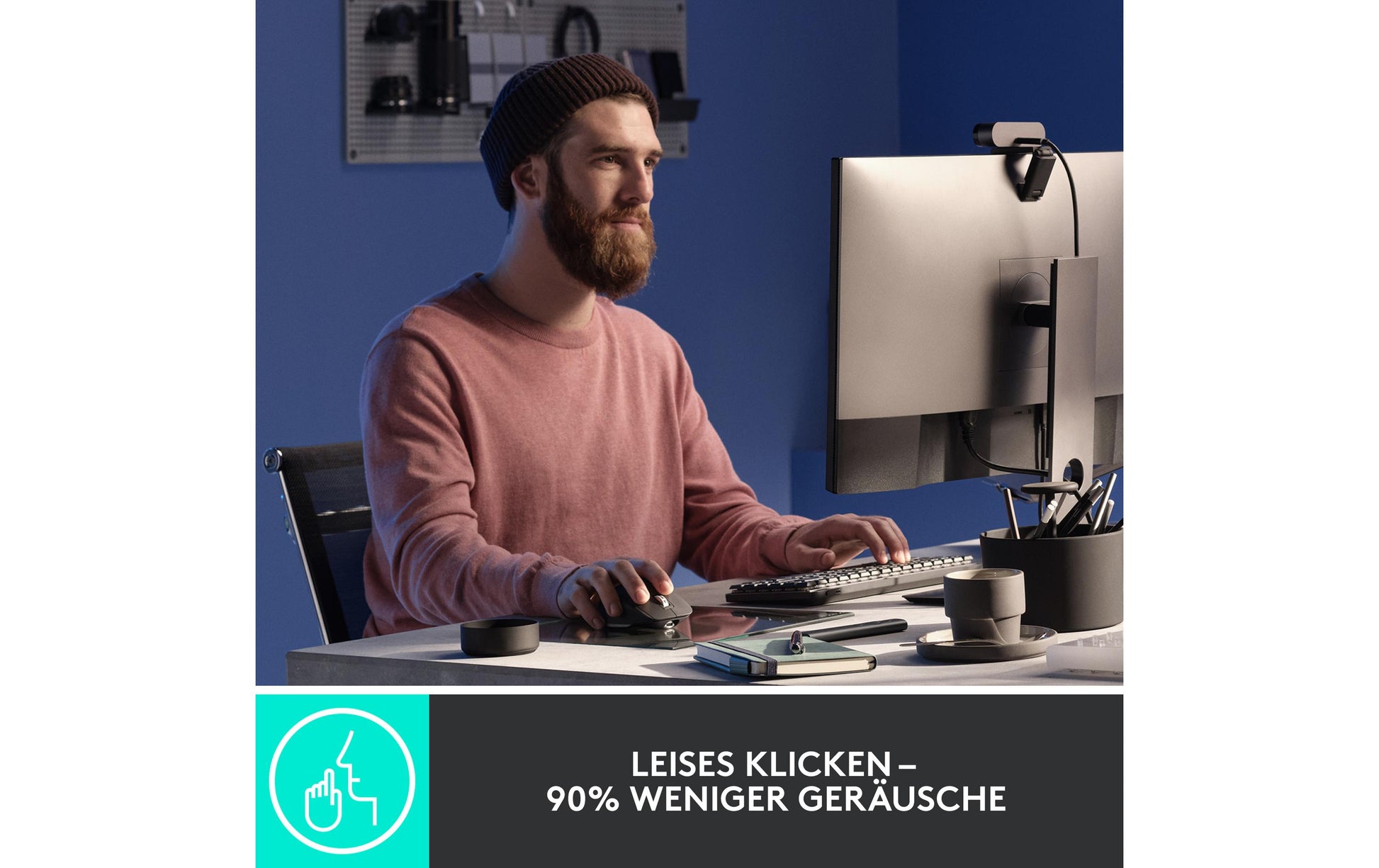Logitech MX Master 3S Ergonomische Maus – kabellos, 7 Tasten, Easy-Switch, Batterieladeanzeige, Grau
