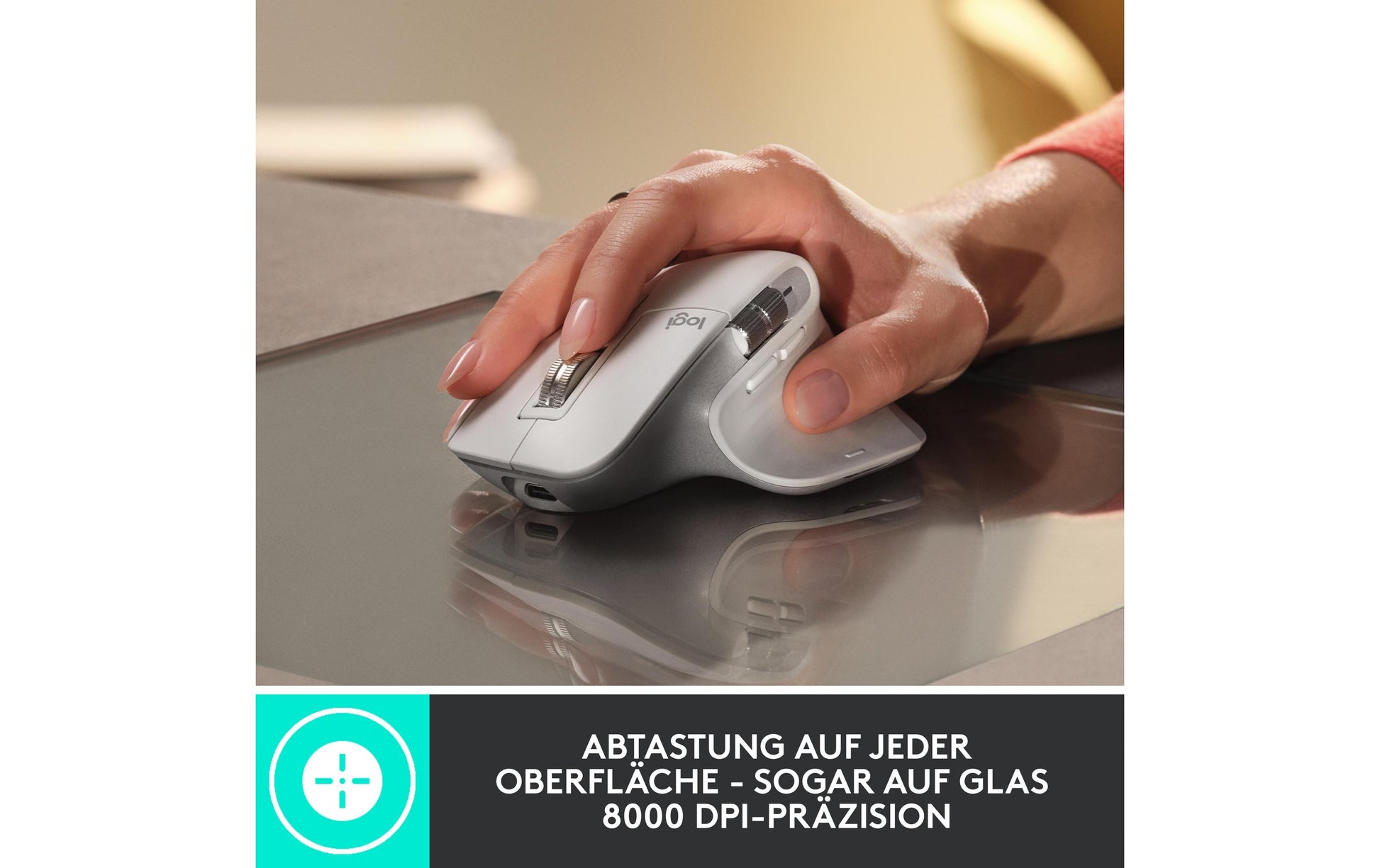 Logitech MX Master 3S Ergonomische Maus – kabellos, 7 Tasten, Easy-Switch, Batterieladeanzeige, Grau