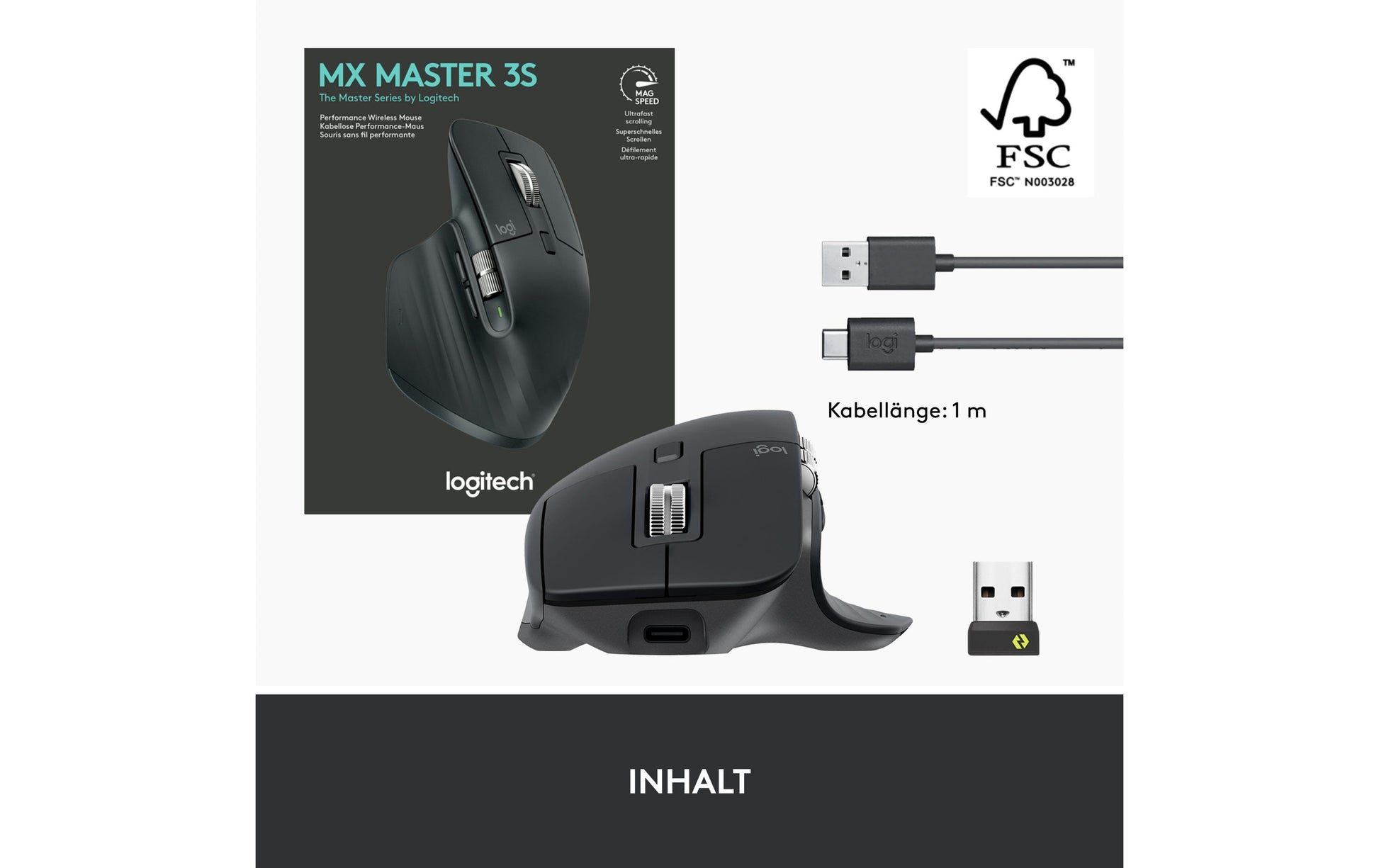 Logitech MX Master 3S für Business Maus – Graphit