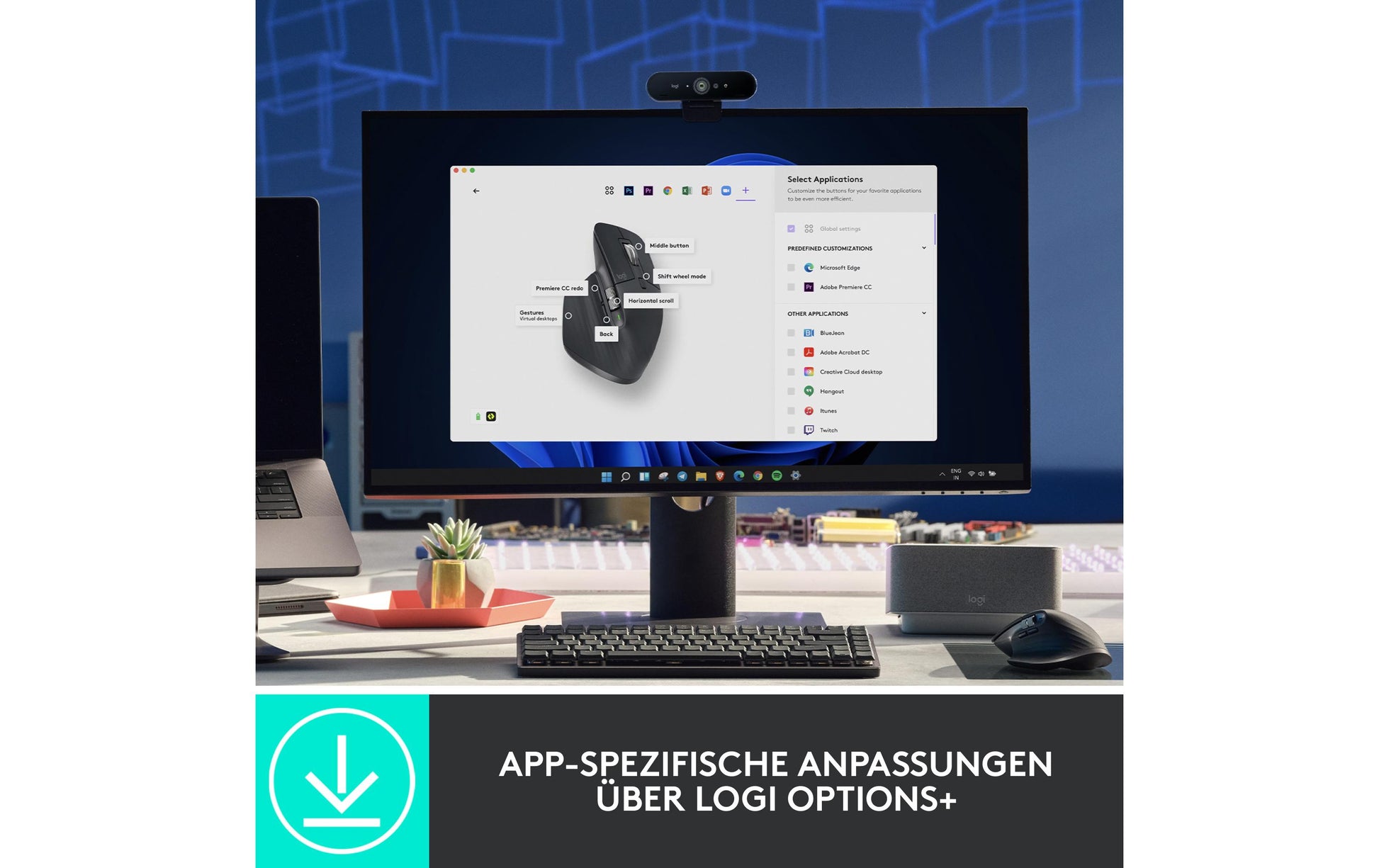 Logitech MX Master 3S Ergonomische Maus – kabellos, 7 Tasten, Easy-Switch, Batterieladeanzeige, Grau