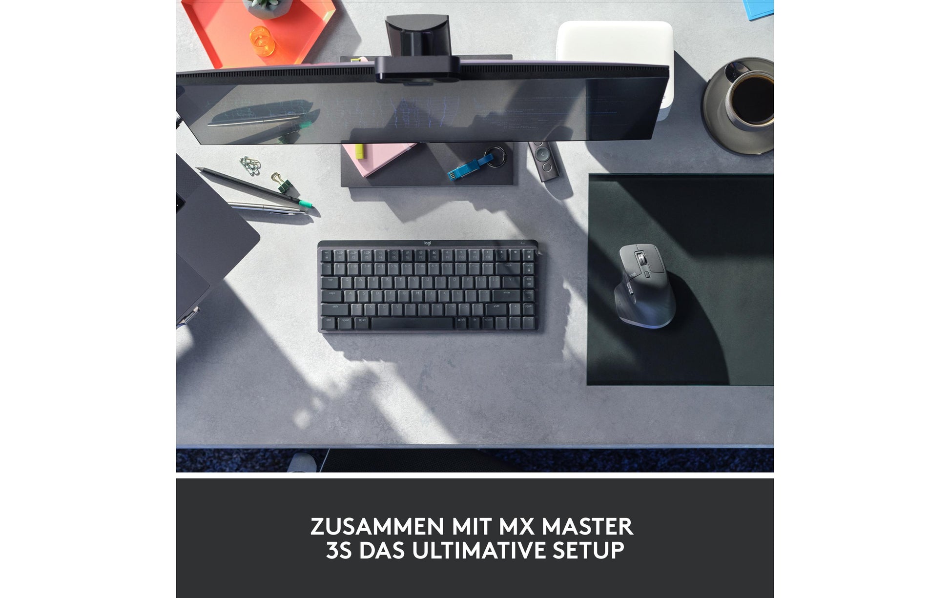 Logitech MX Mech Mini – Tastatur, kabellos (Bluetooth), CH-Layout (DE-CH), mechanisch, beleuchtet, Grau