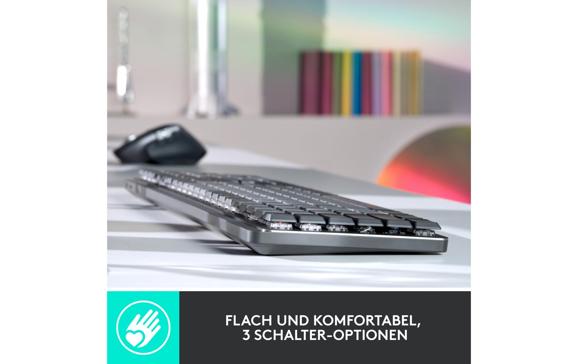 Logitech MX Mechanical – Tastatur, kabellos, CH-Layout (DE-CH), mechanisch, beleuchtet, Dunkelgrau