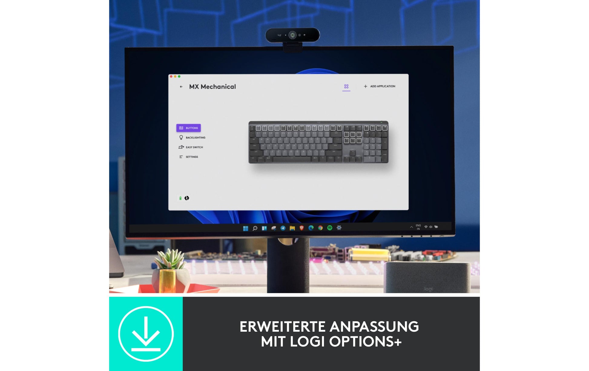 Logitech MX Mechanical – Tastatur, kabellos, CH-Layout (DE-CH), mechanisch, beleuchtet, Dunkelgrau
